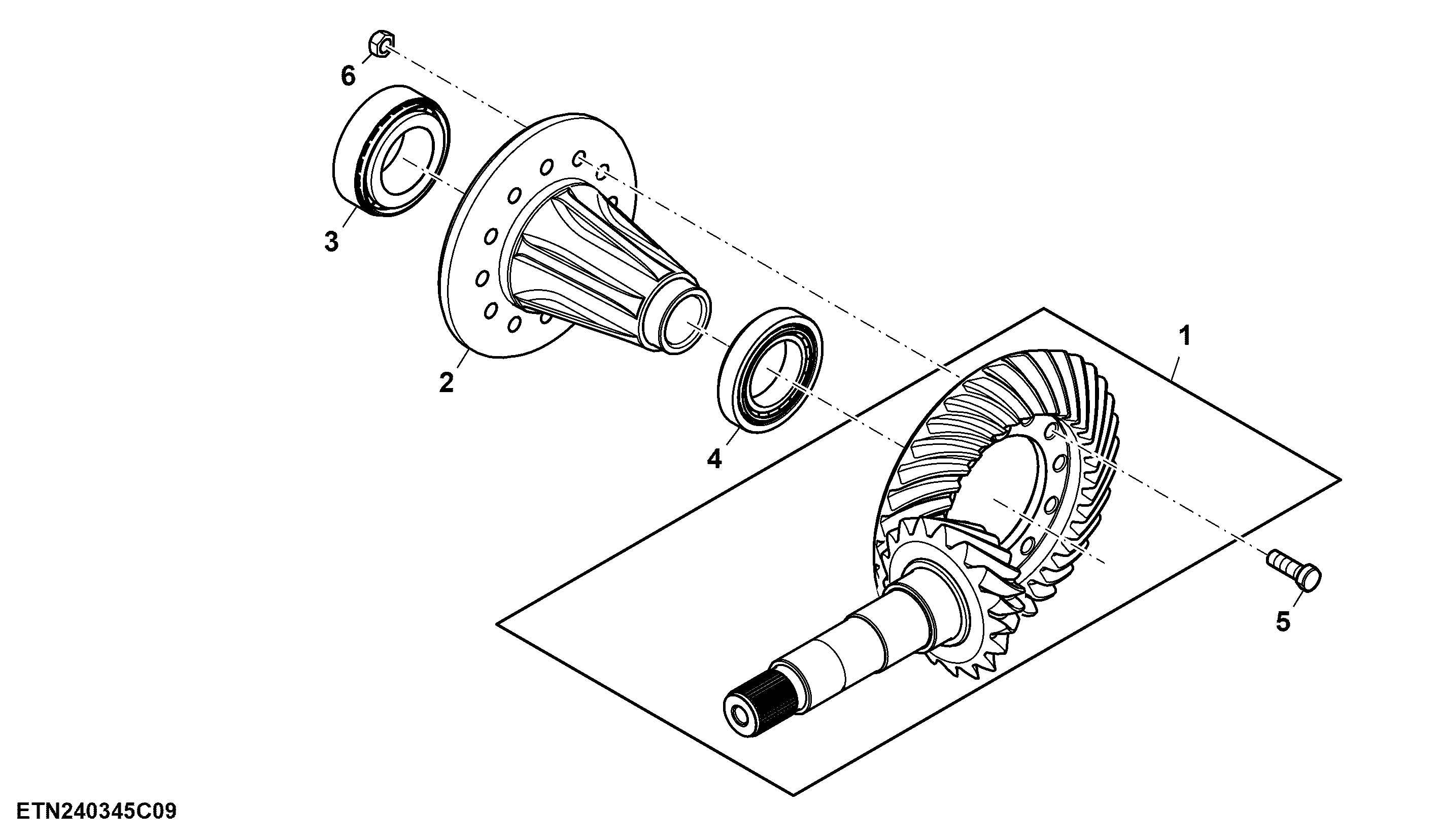 Bevel Gear Assembly, Differential, 130 cc Steering Pump