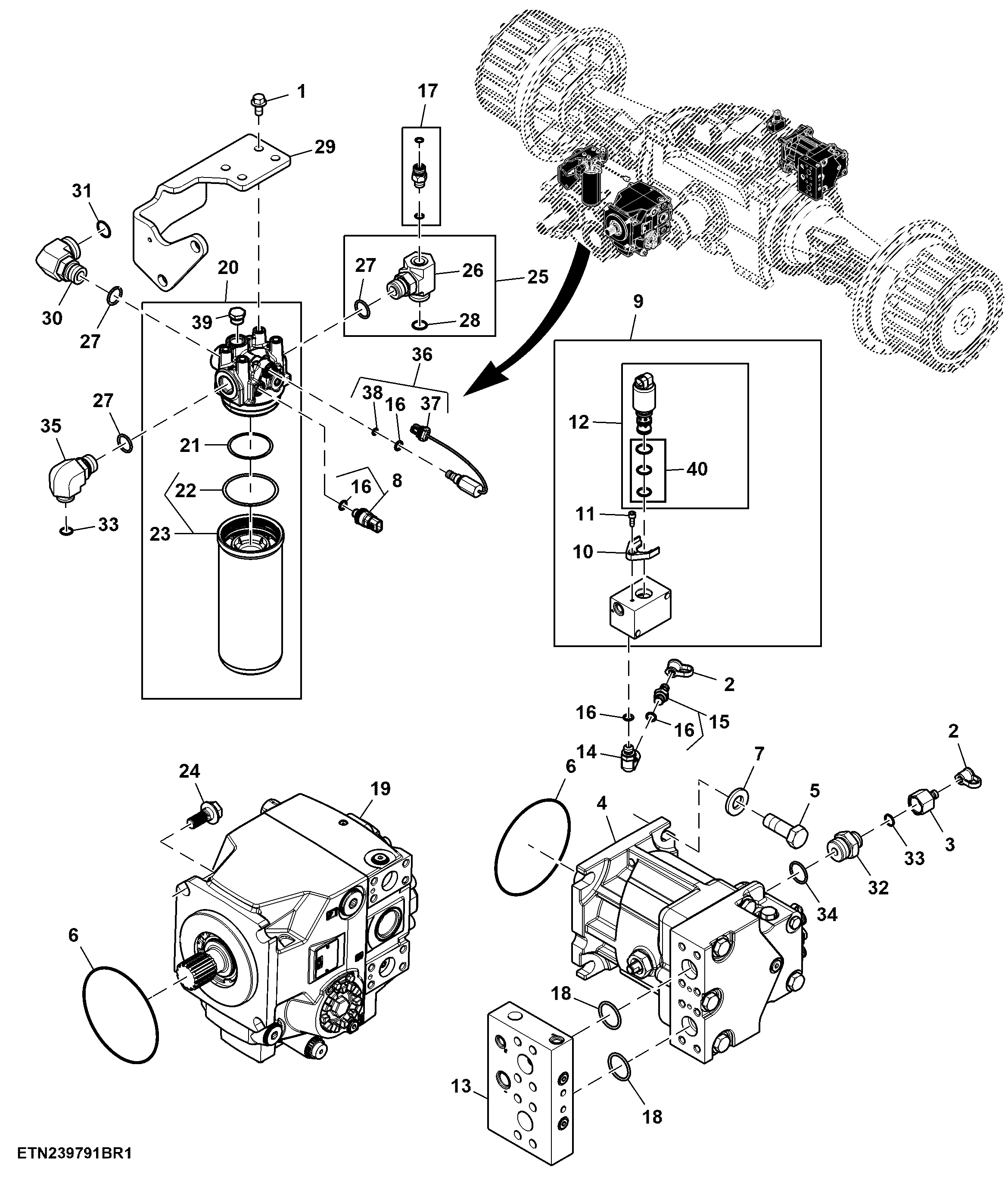 Hydraulic Pump and Components, Steering System, 130 cc