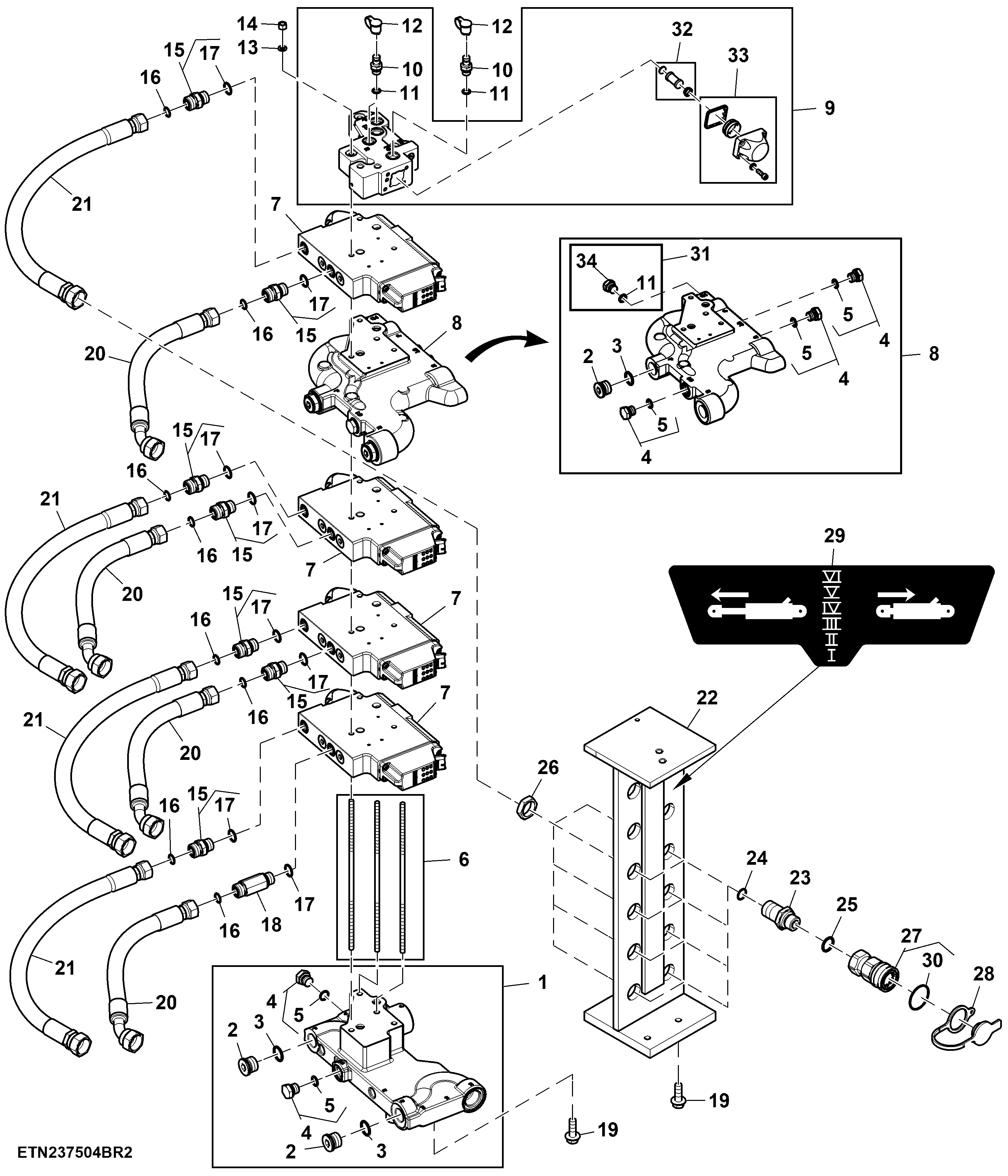 Selective Control Valve, W/O Hitch, 4 Rear SCV, High Flow, Double Reduction Axle (For Scraper)