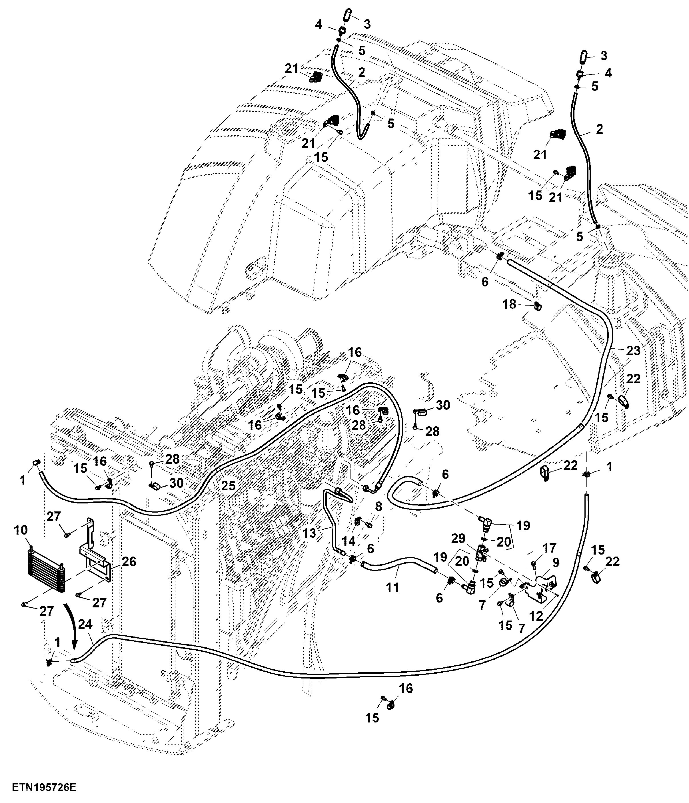 Fuel line, W/O Water Separator, 13.6 L Engine