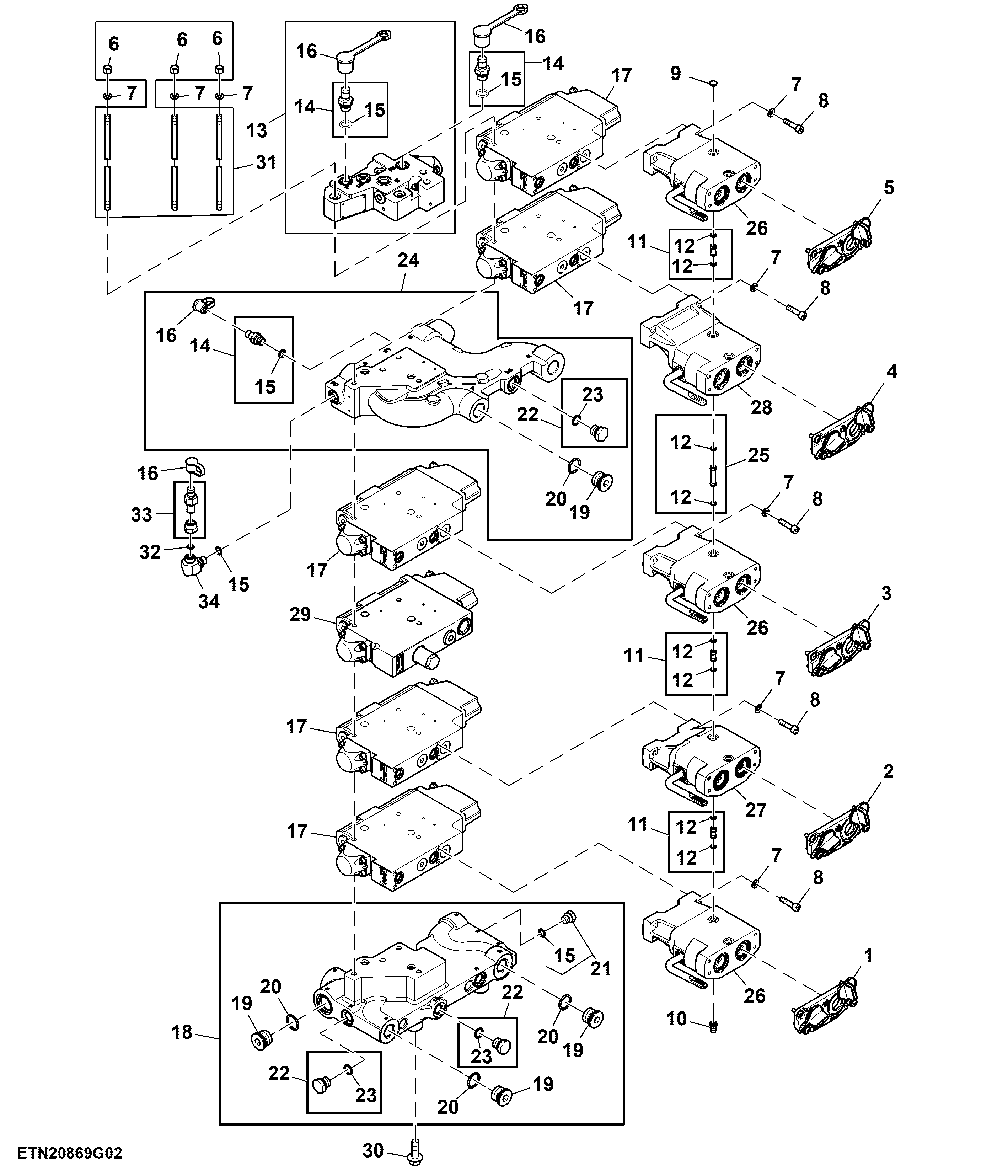 Selective Control Valve, 5 Rear SCV, High Flow, W/ Hitch
