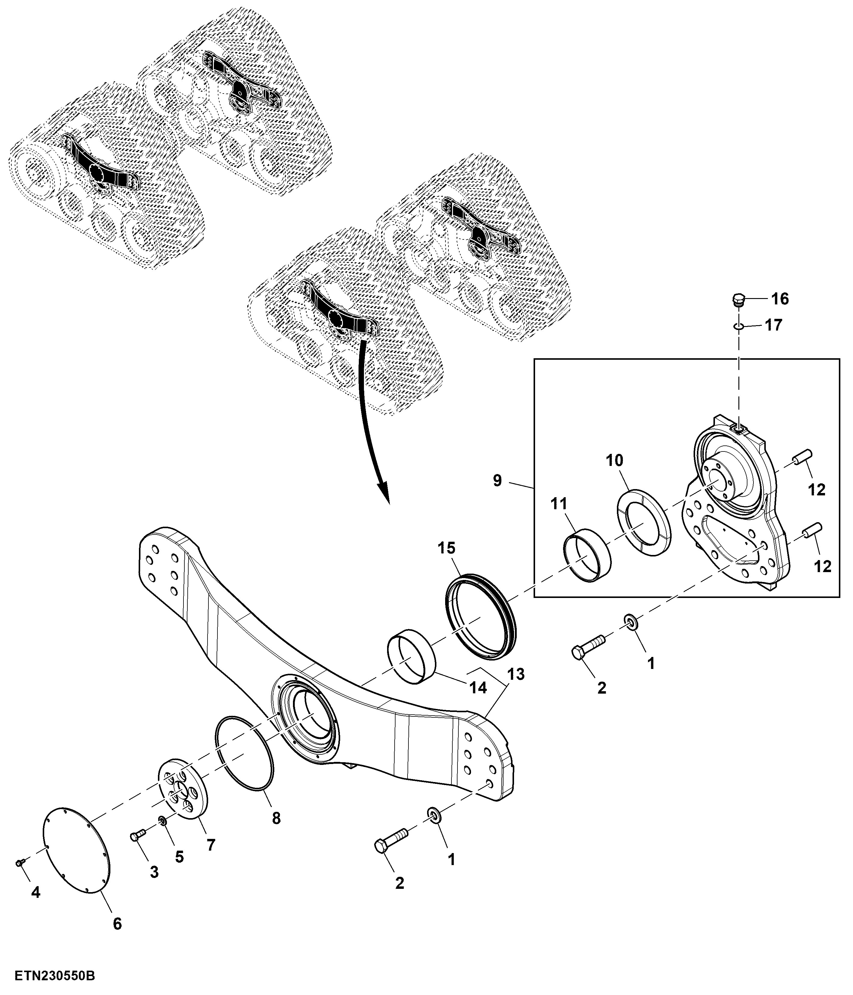 Outer Support, Narrow Undercarriage (Front RH Illustrated)