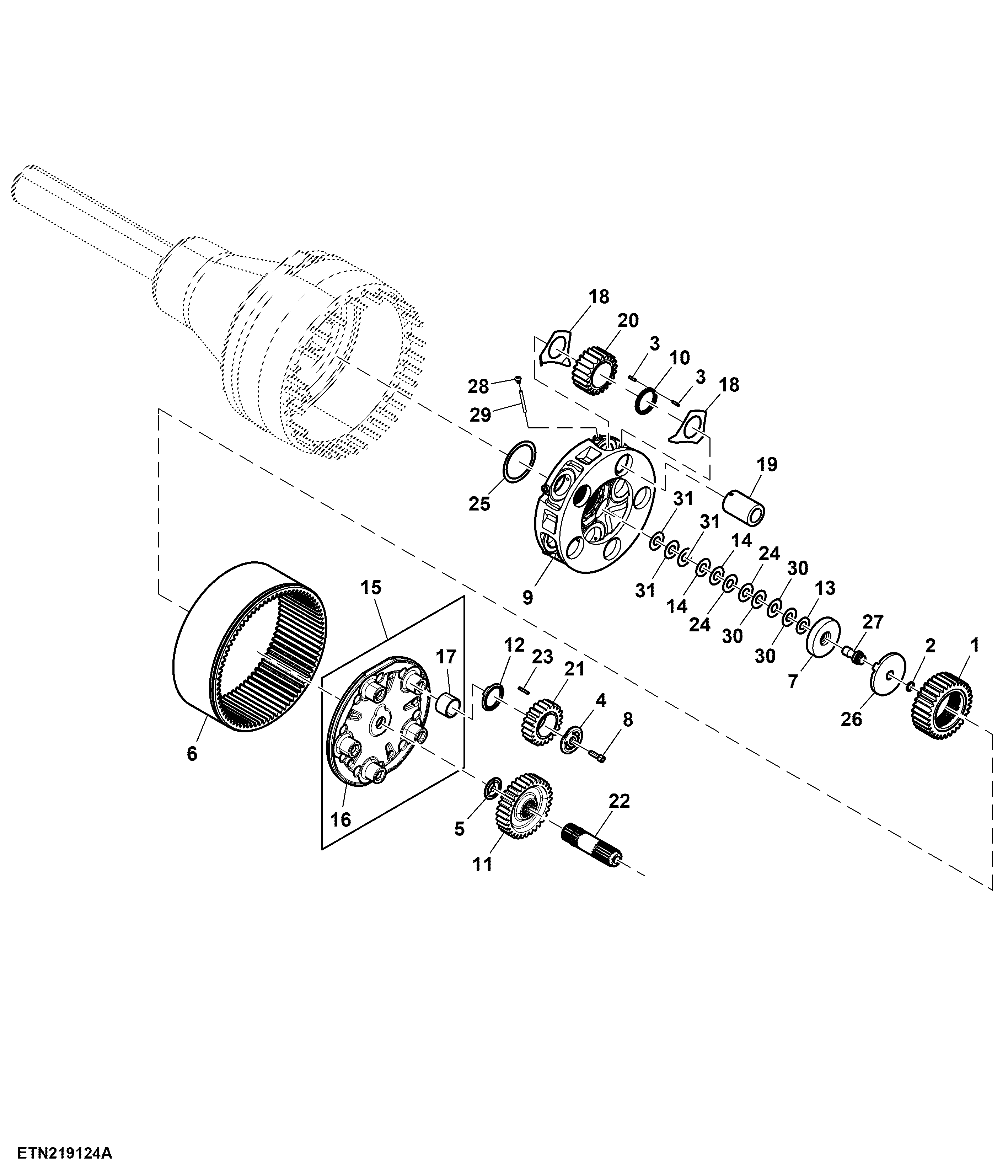 Final Drive, Double Reduction Rear Axle (LH Illustrated)