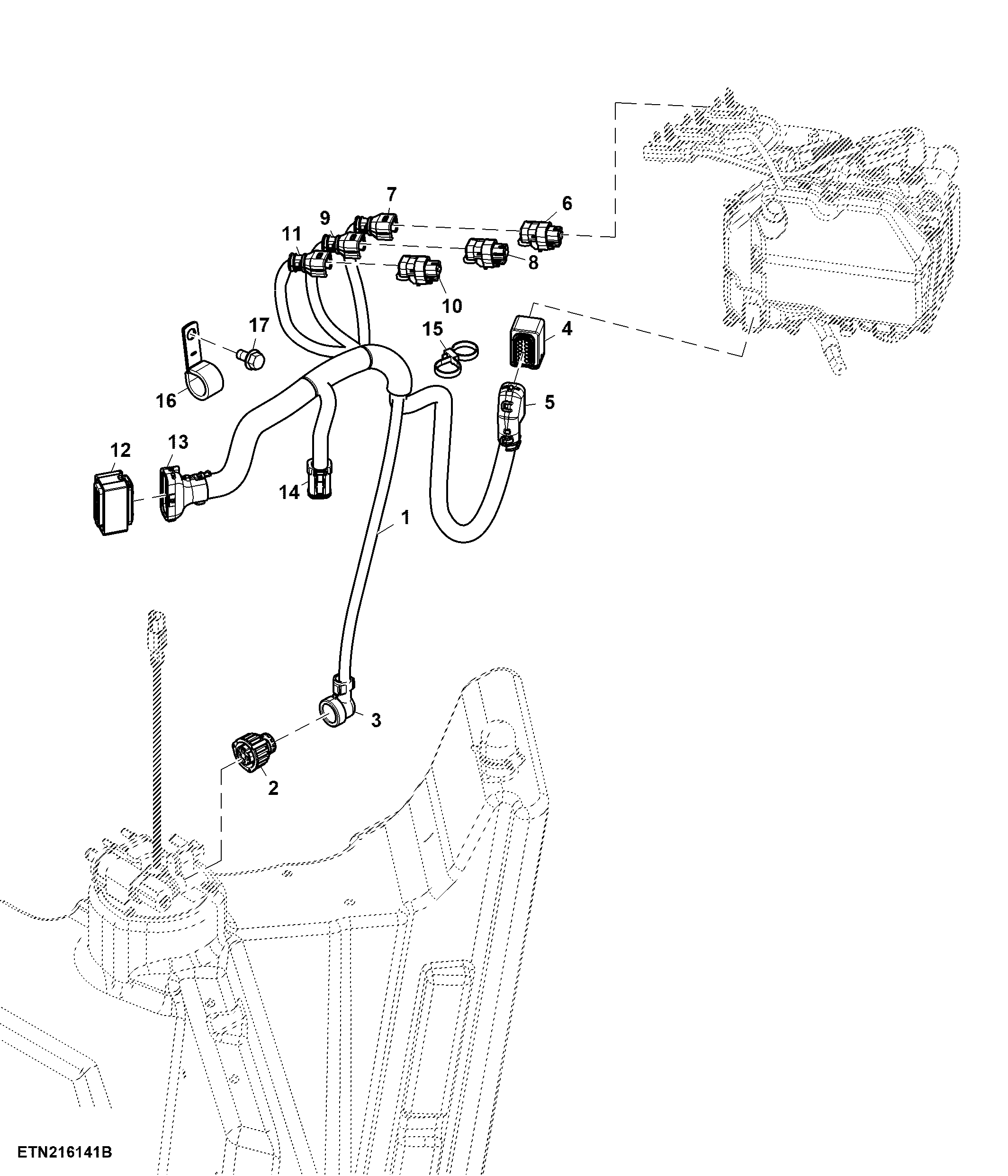 Wiring Harness, DEF, 15 L, FT4 / Stage 5 Engine