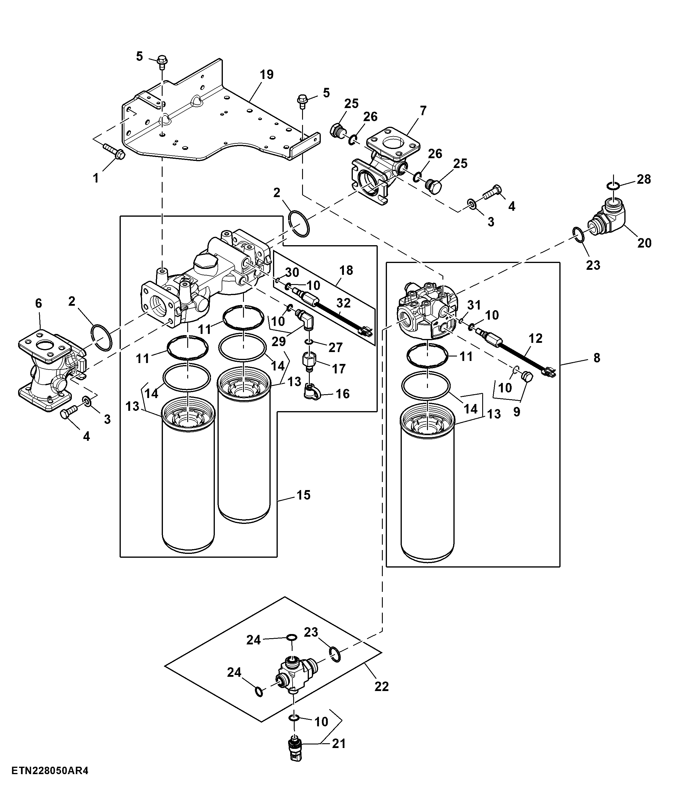 Hydraulic Filter, Double Reduction Axle, Standard Flow Pump
