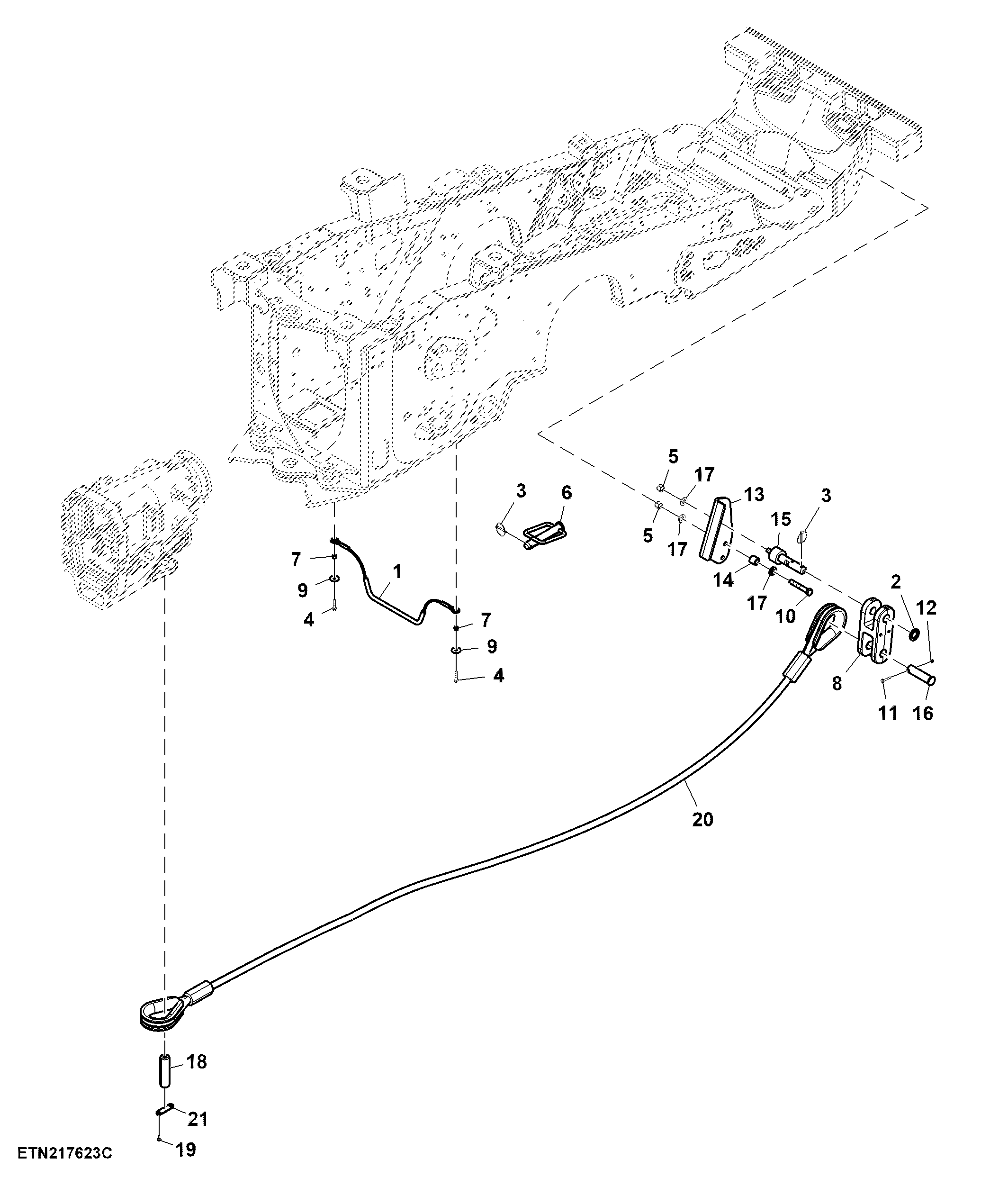 Mounting Parts, Tow Cable, Double Reduction, W/ Front Weight Support
