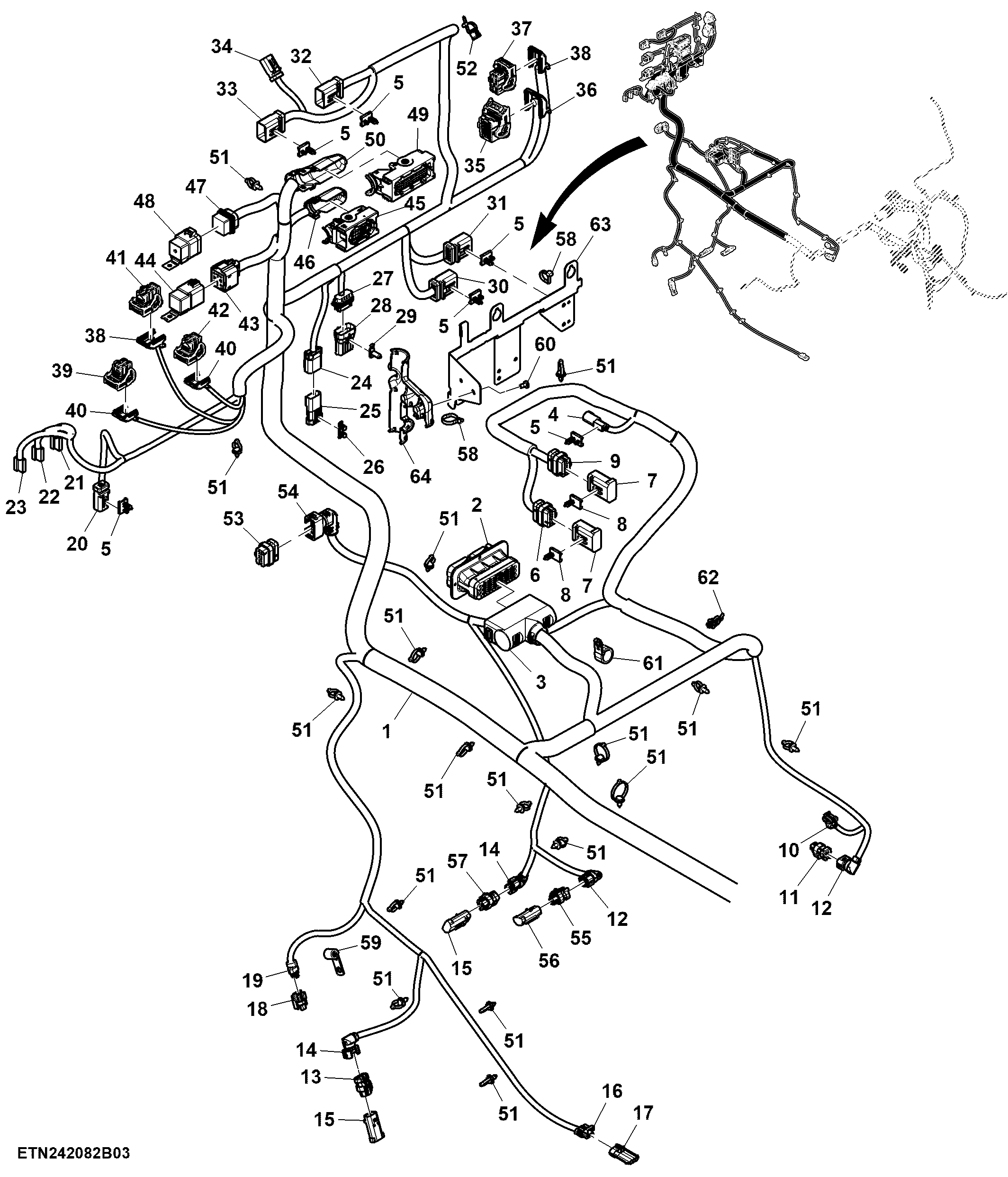 Wiring Harness, Chassis, T2/ T3 Engine (3/3) (804001 - )