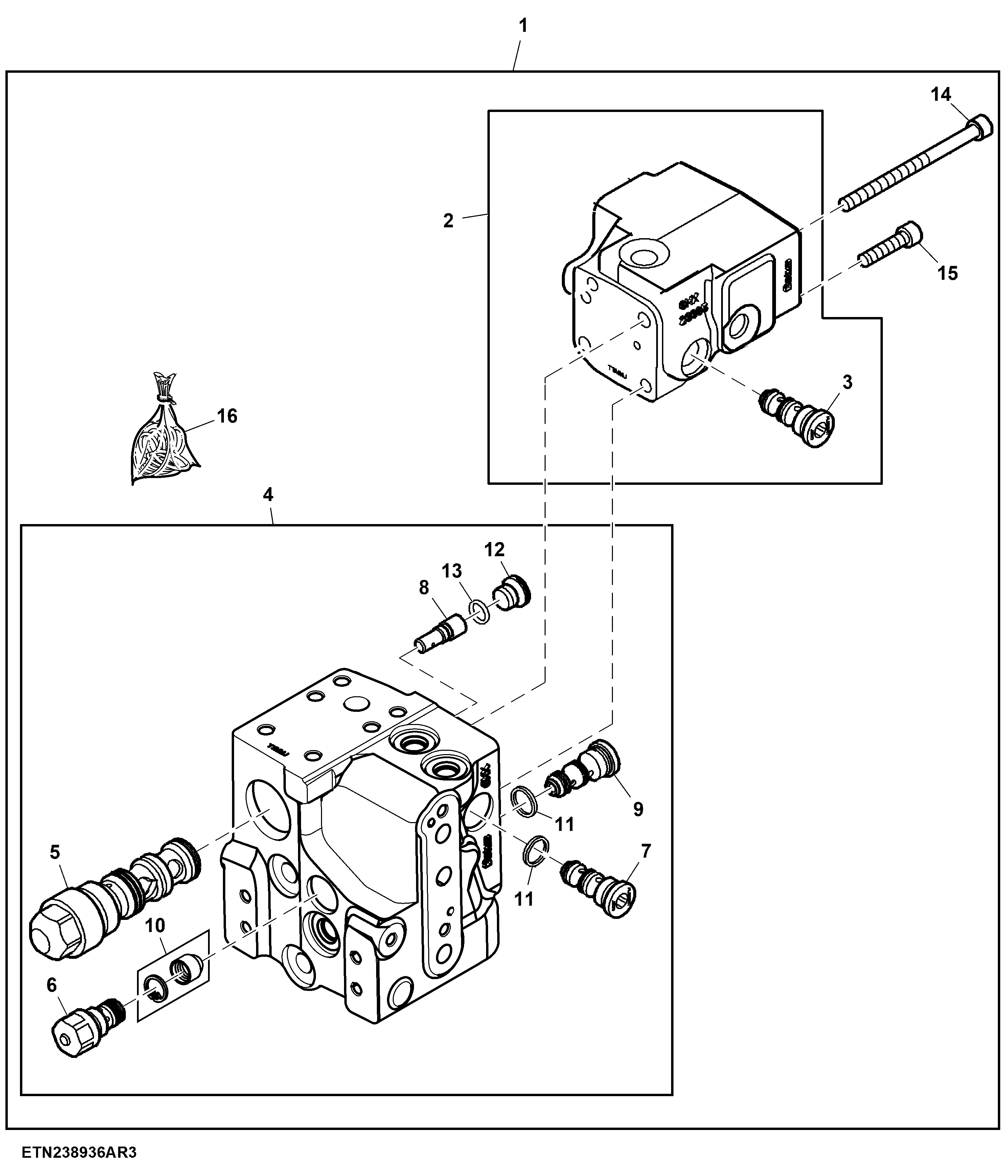 Valve, Priority 2 + 3, W/ PFC-Hydraulics, W/ Power Fill Brake