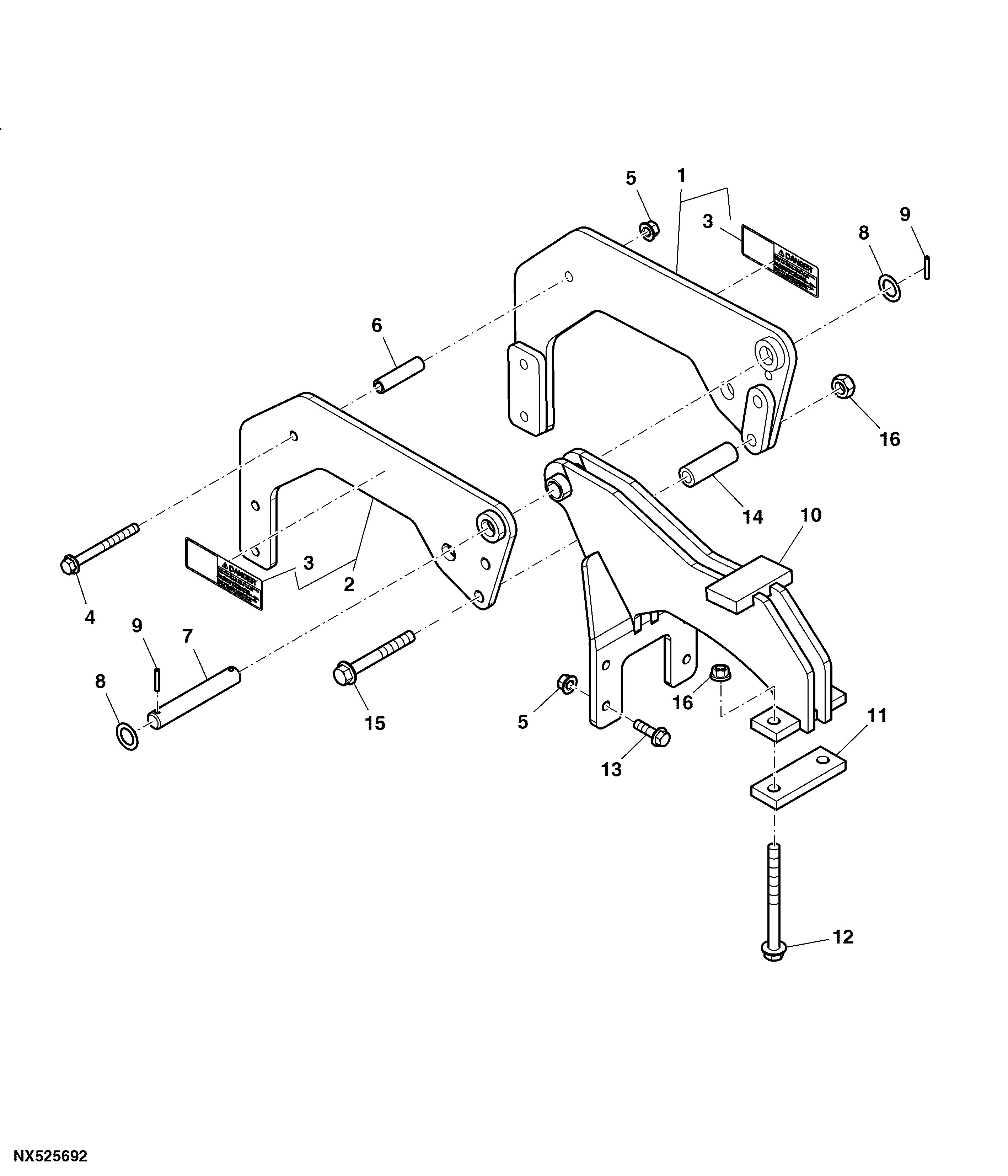 Wingfold Hinge, LH Rear Illustrated, 23 Row