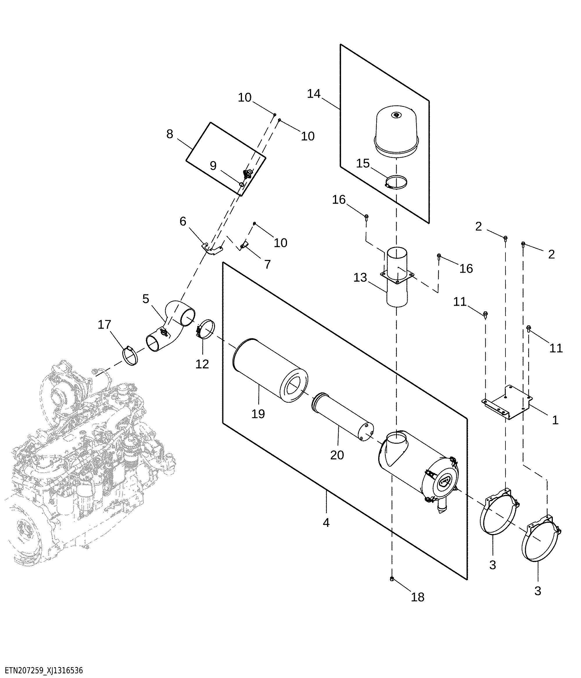 Air Intake System with Precleaner (Engine 6068HYN05-)