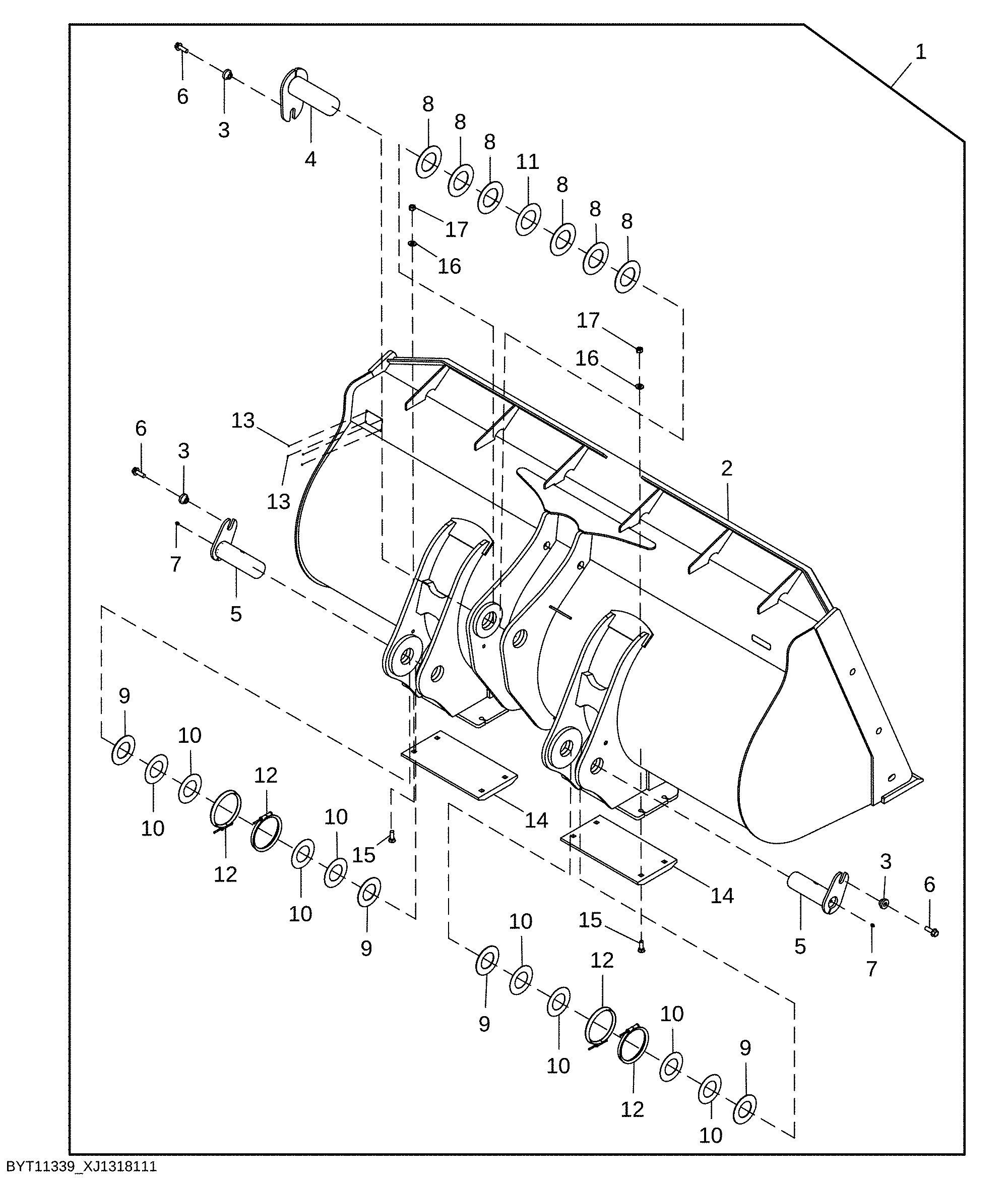 Loader Bucket without Segments Kit, General Purpose, 3.0 m³