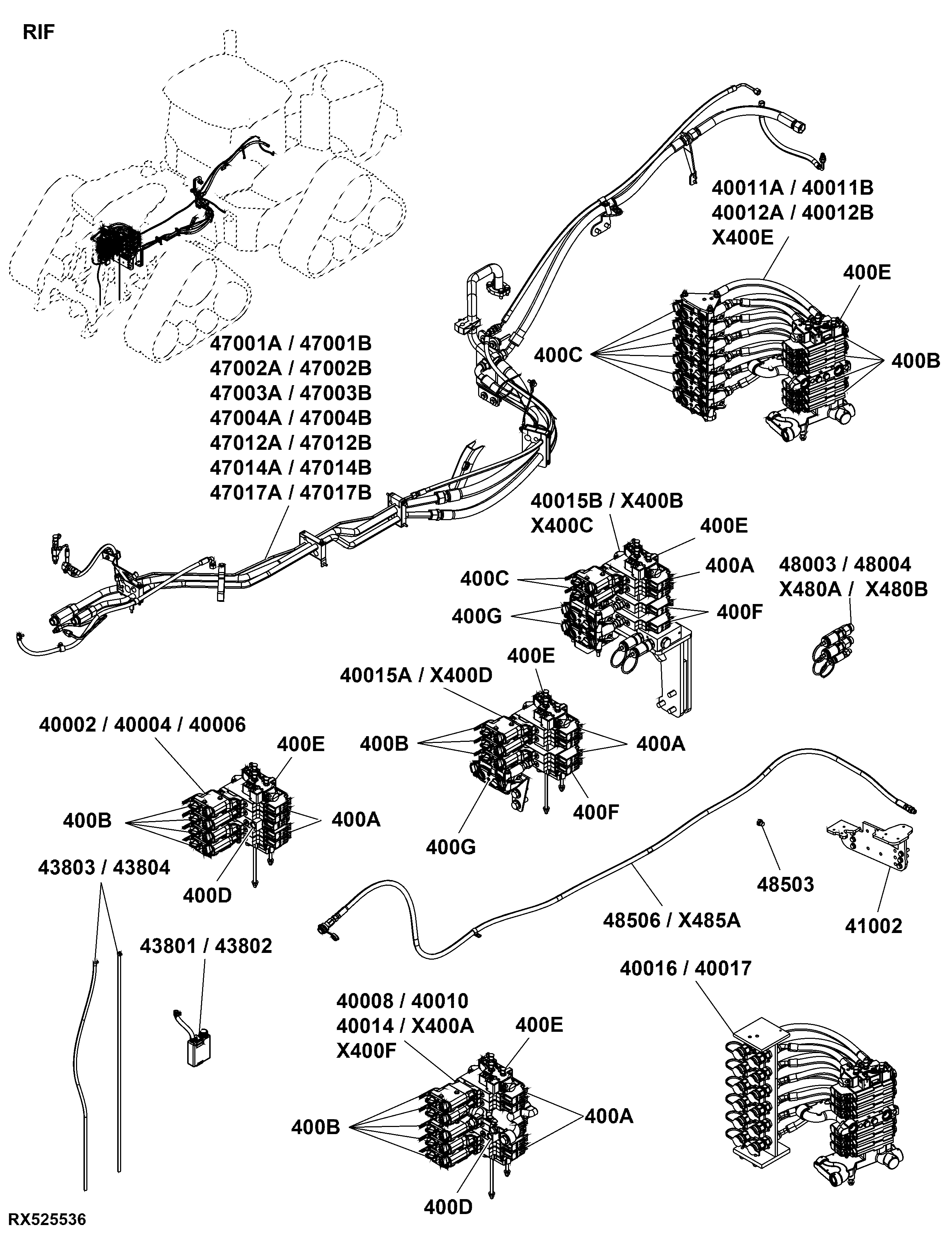 RIF Selective Control Valve and Hydraulic Couplers, Rear Implement
