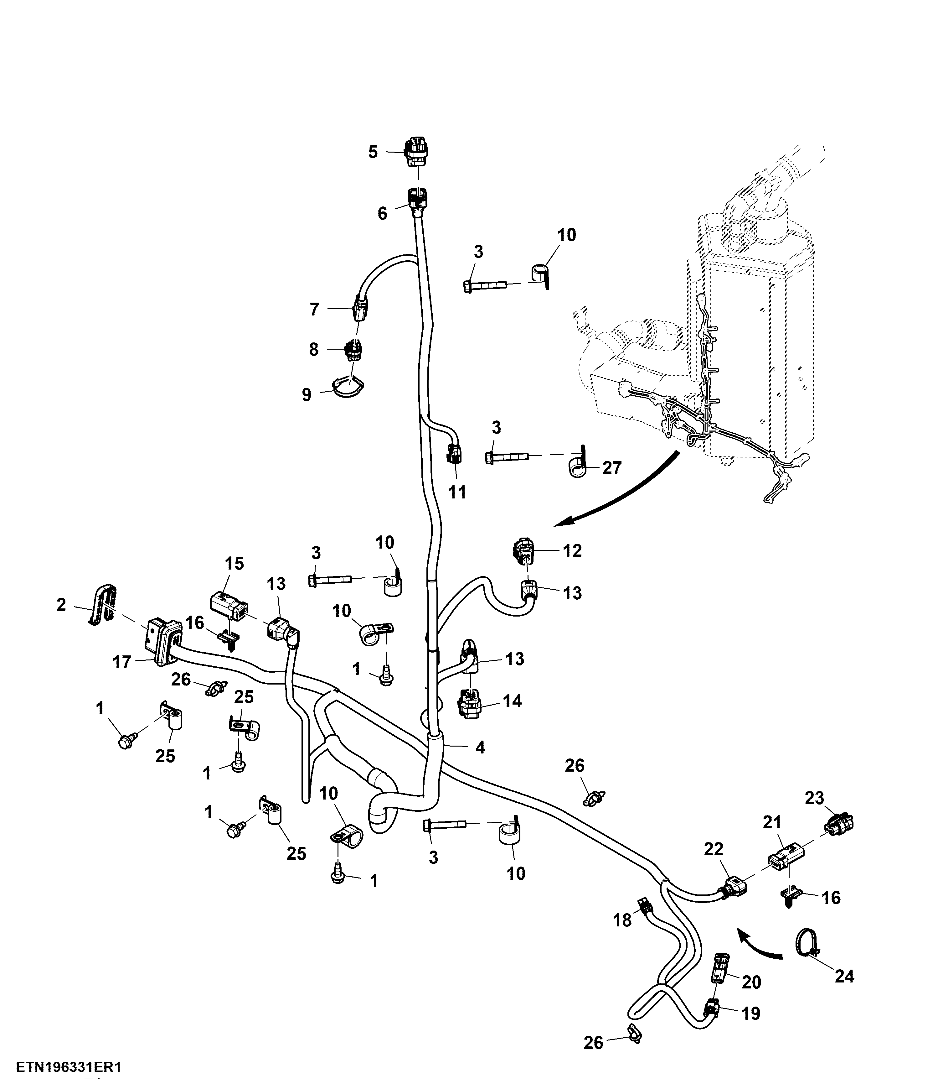Chassis Wiring Harness, 13.6 L Stage 4 Engine, ATD / SCR
