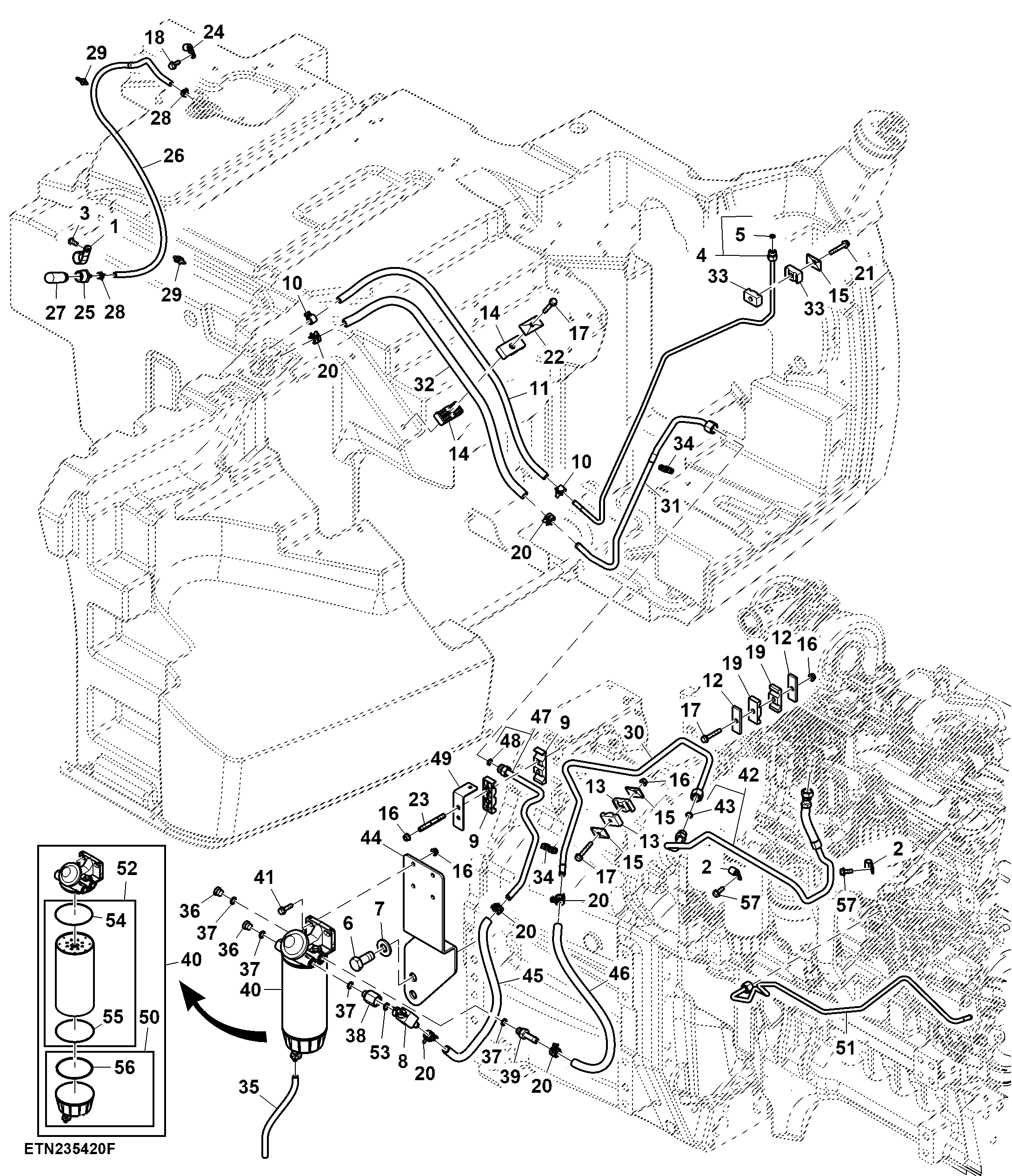 Fuel Line, W/ Water Separator, FT4/ Stage 5 Engine