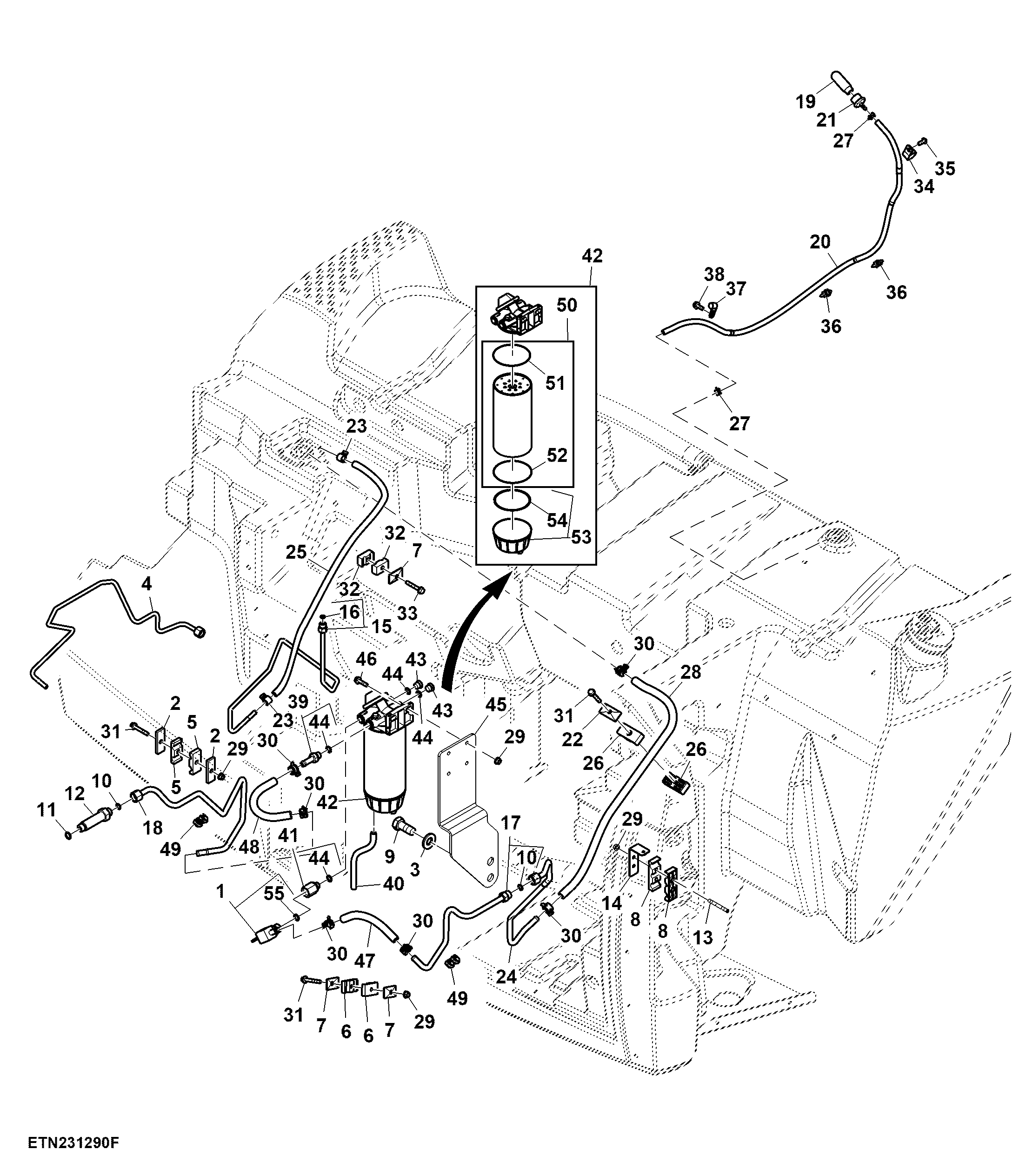 Fuel Line, W/ Water Separator, T2/ T3 Engine