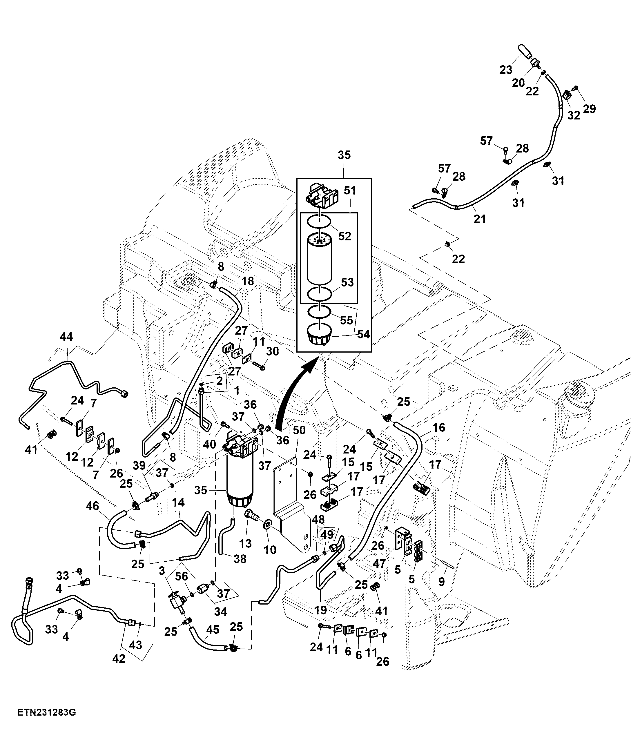 Fuel Line, W/ Water Separator, FT4/ Stage 5 Engine