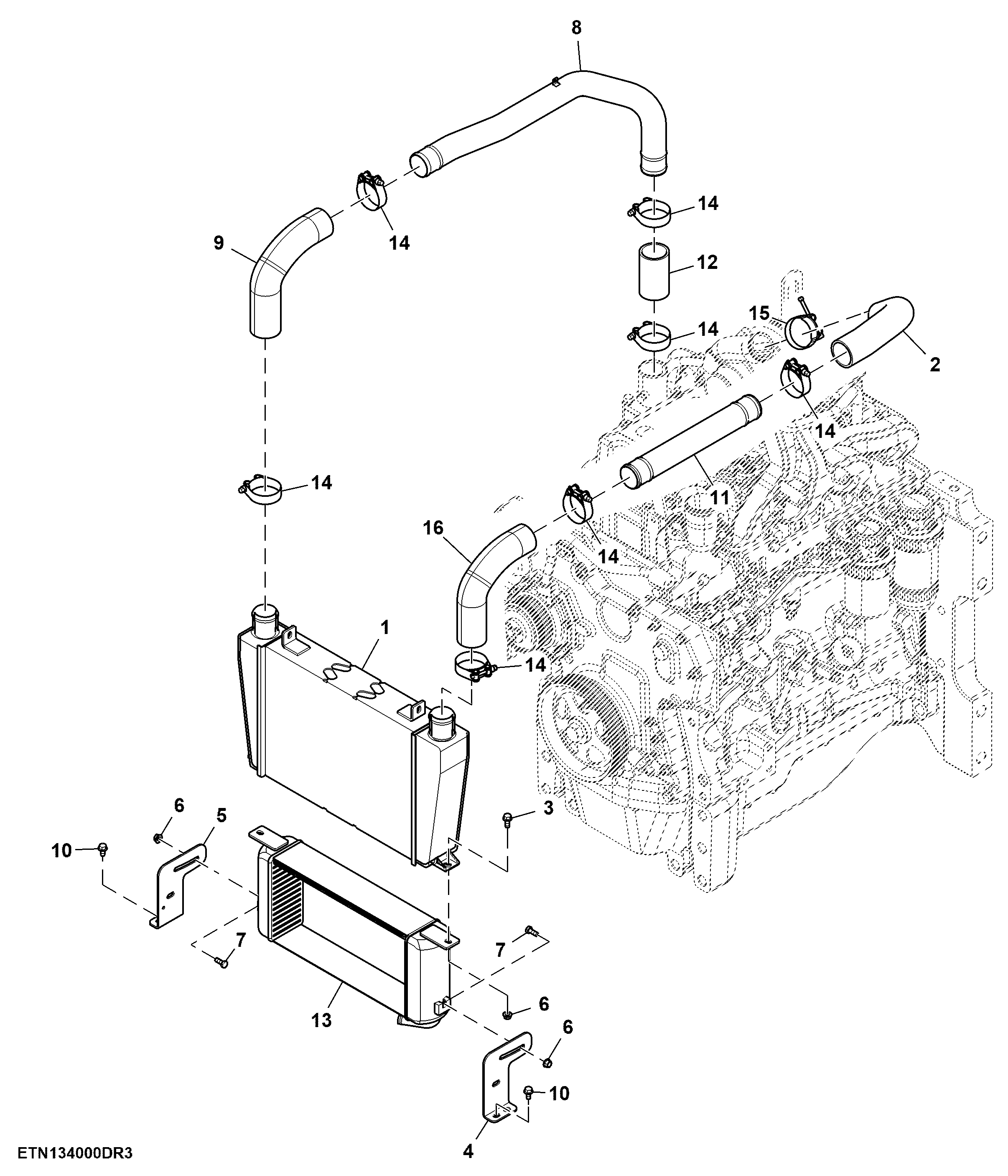 Intercooler, W/O PowrReverser™, 4.5L Engine
