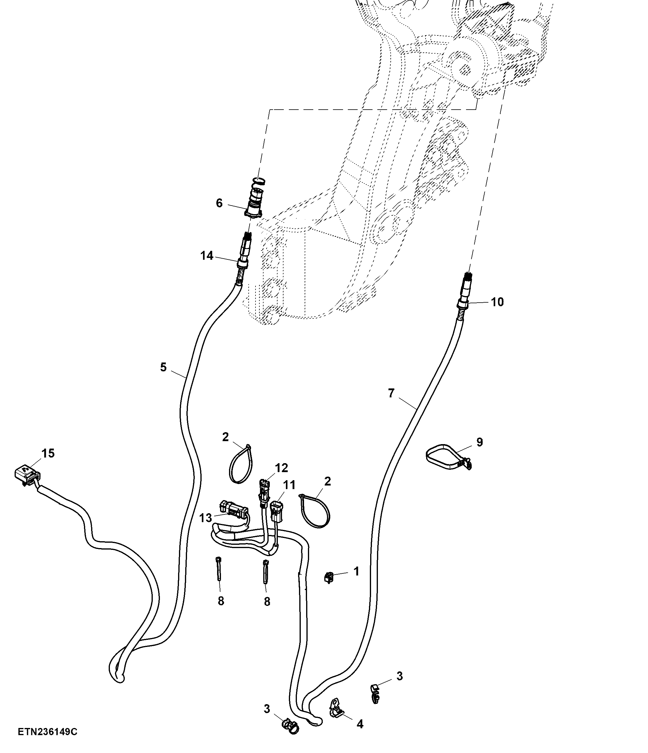 Wiring Harness, W/ Front Loader, W/ Memory Function, W/ Loader Working Lights, W/ Quick Unlatch Function