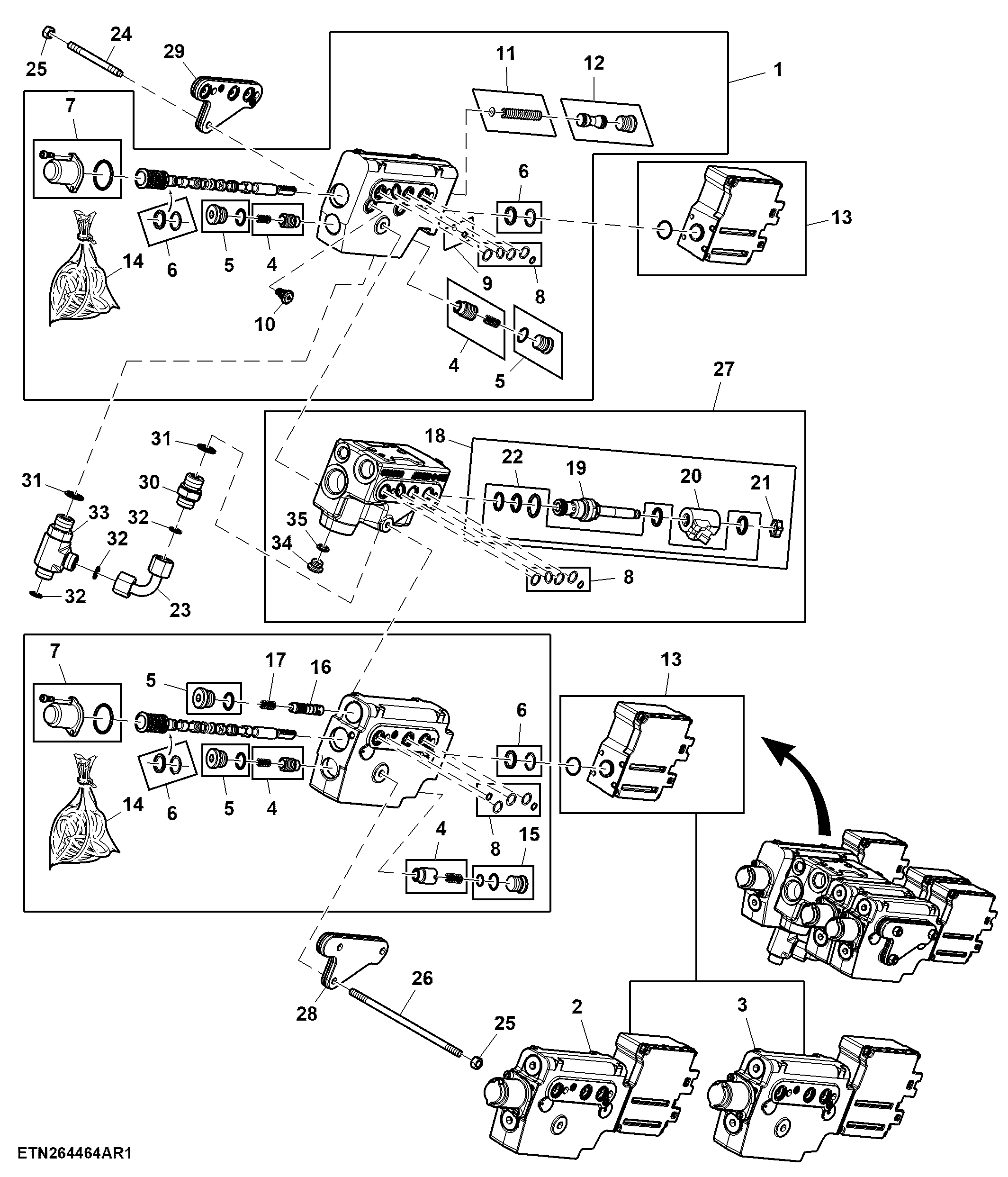 Electrical Midstack SCV, W/ 2 Functions, W/ Front Hitch Control Valve