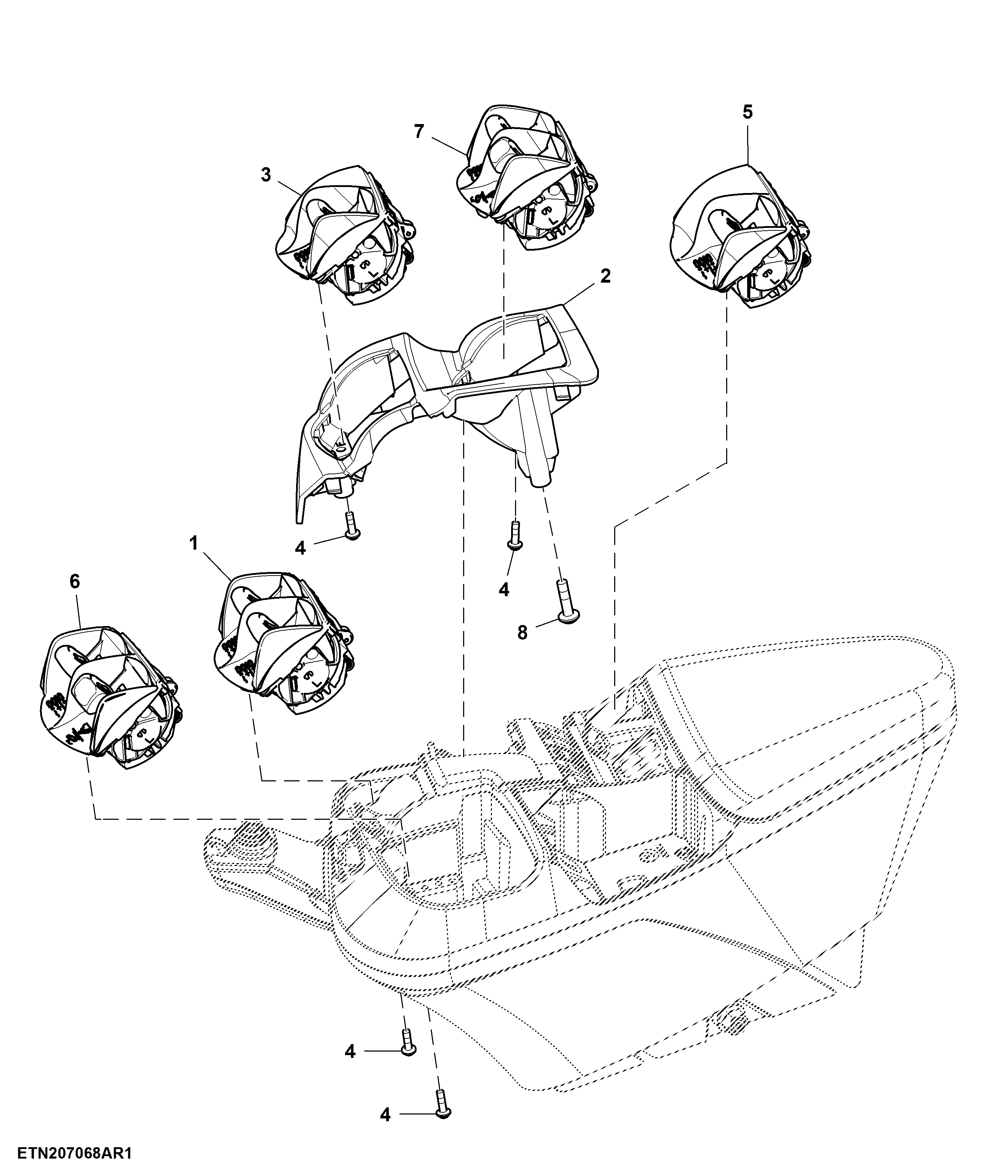 Control, 4 Rear SCV, W/ Dual Front Hydraulic Coupler, W/ Front Hitch, W/ CommandARM™, W/O CommandPRO™