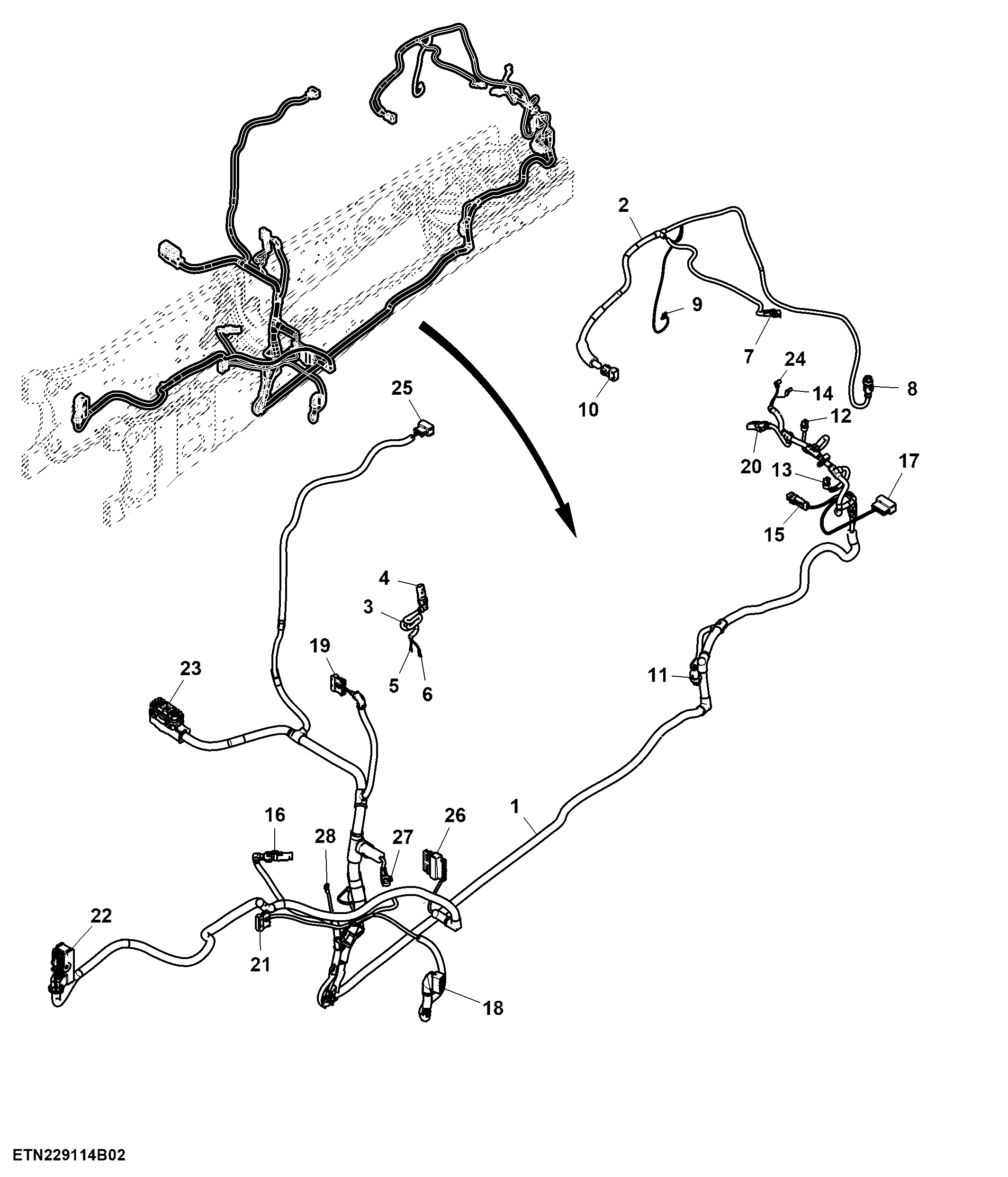 Wiring Harness, Front Chassis, W/O Front Controller, W/O Front Hitch, W/O Front PTO (2/2)