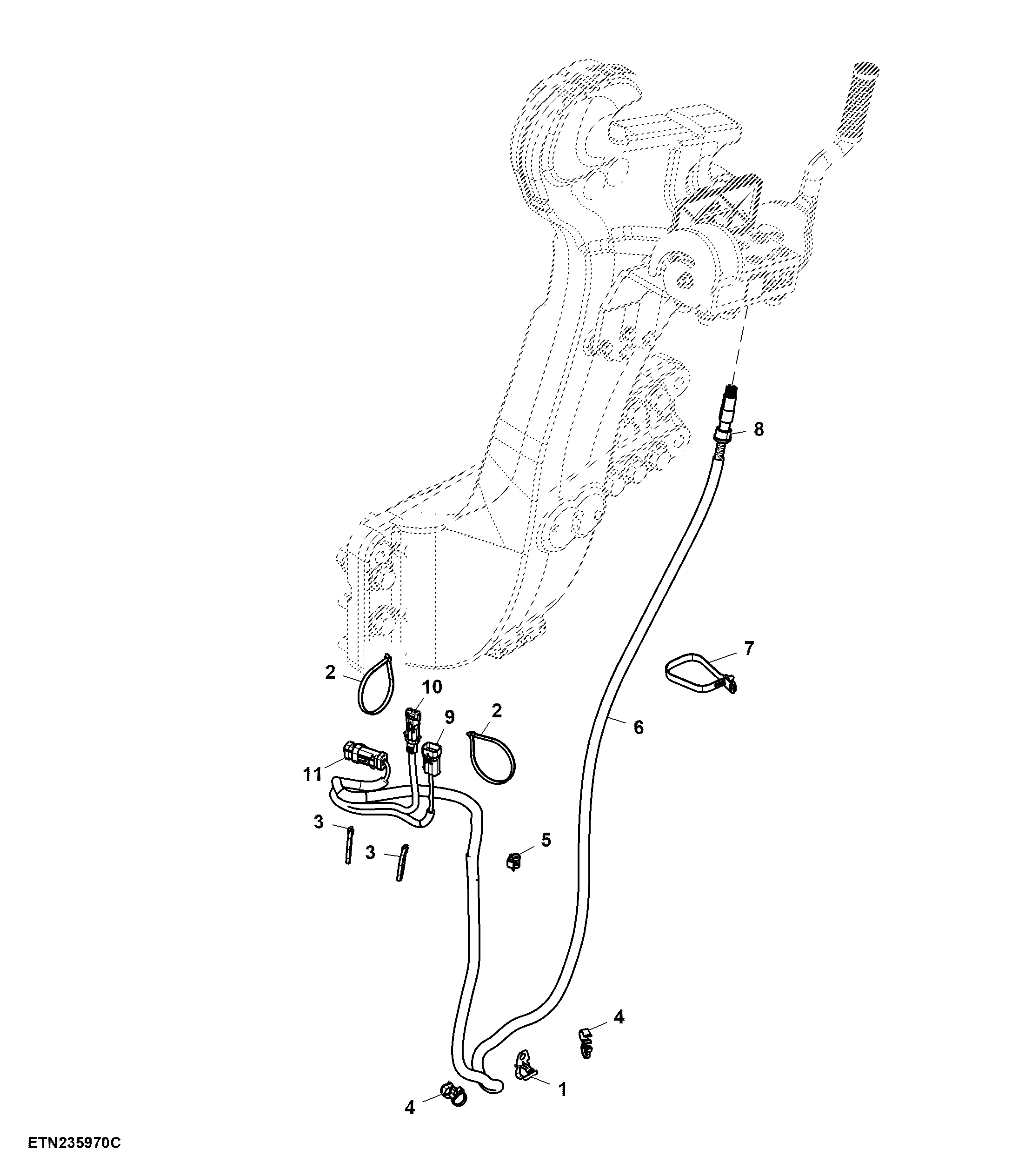 Wiring Harness, W/ Front Loader, W/O Memory Function, W/ Loader Working Lights, W/ Quick Unlatch Function