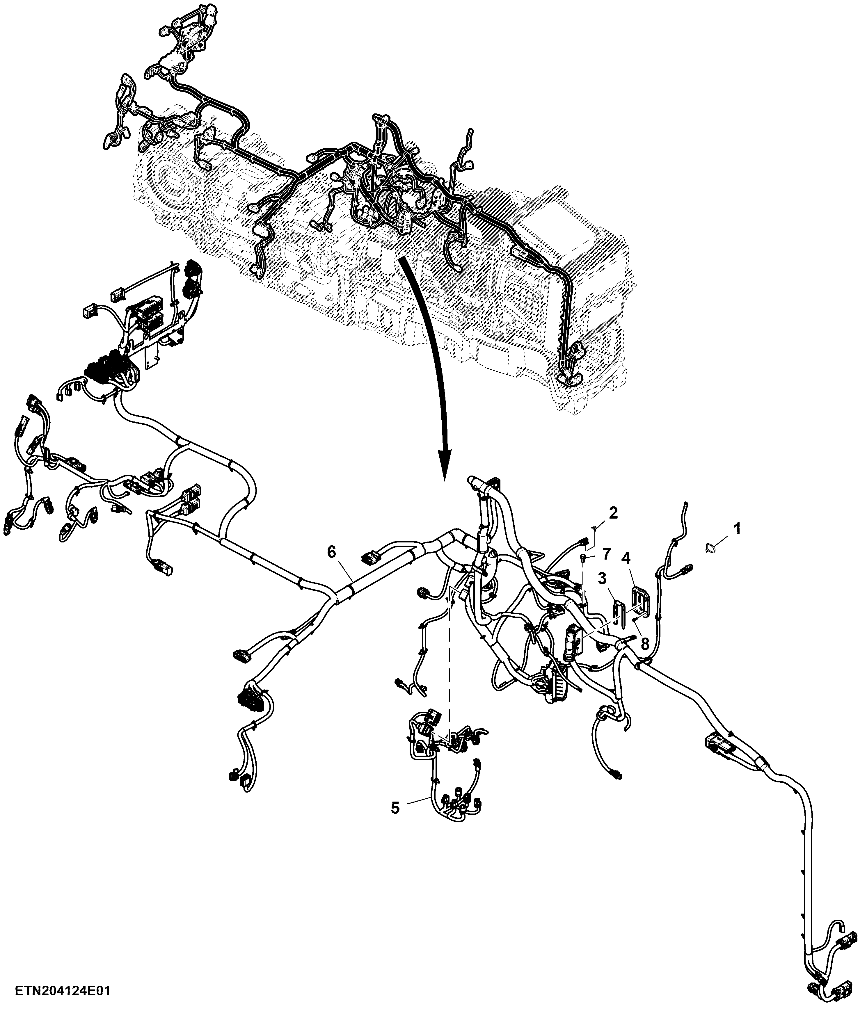 Wiring Harness, Chassis, W/ ACS™, W/O Front Hitch, 9.0 L, FT4 / Stage 5 Engine (1/3) ( - 126000)
