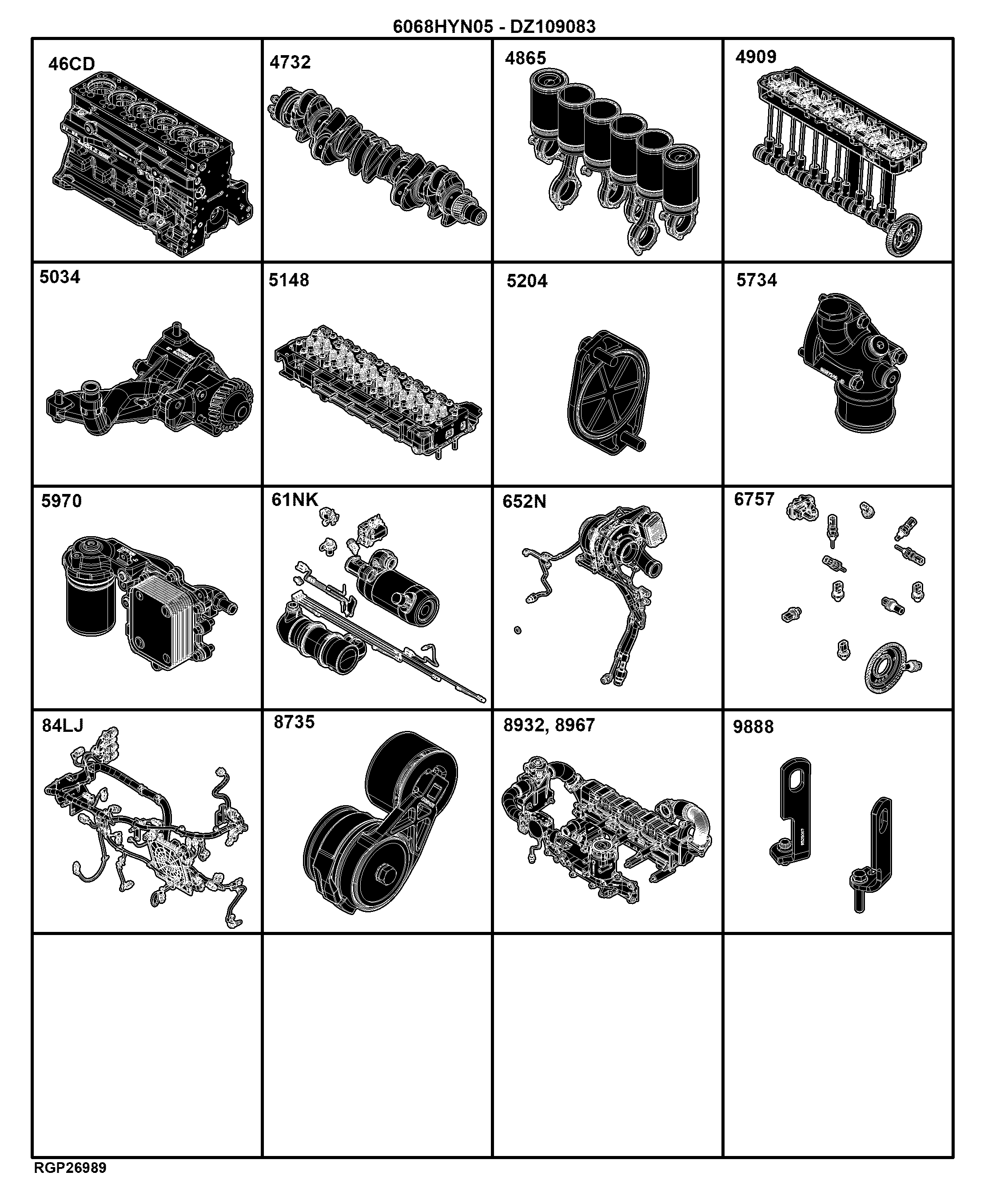04B Engine 6068HYN05-DZ109083-ETN198896,ETN198898,ETN195533,ETN207180,ETN121932,ETN207253,ETN207032