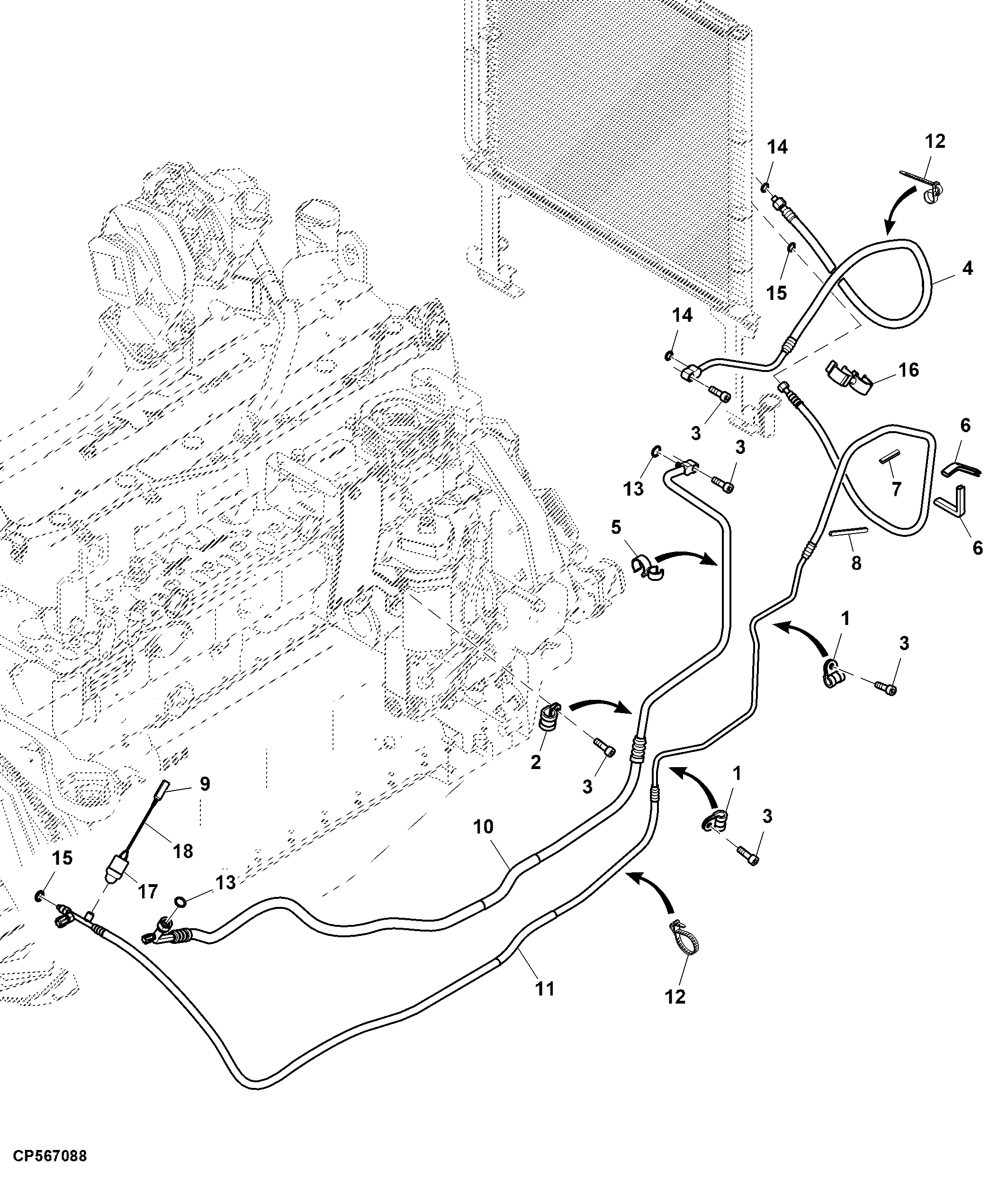 Lines, Air Conditioning W/ Air Trailer Brake System