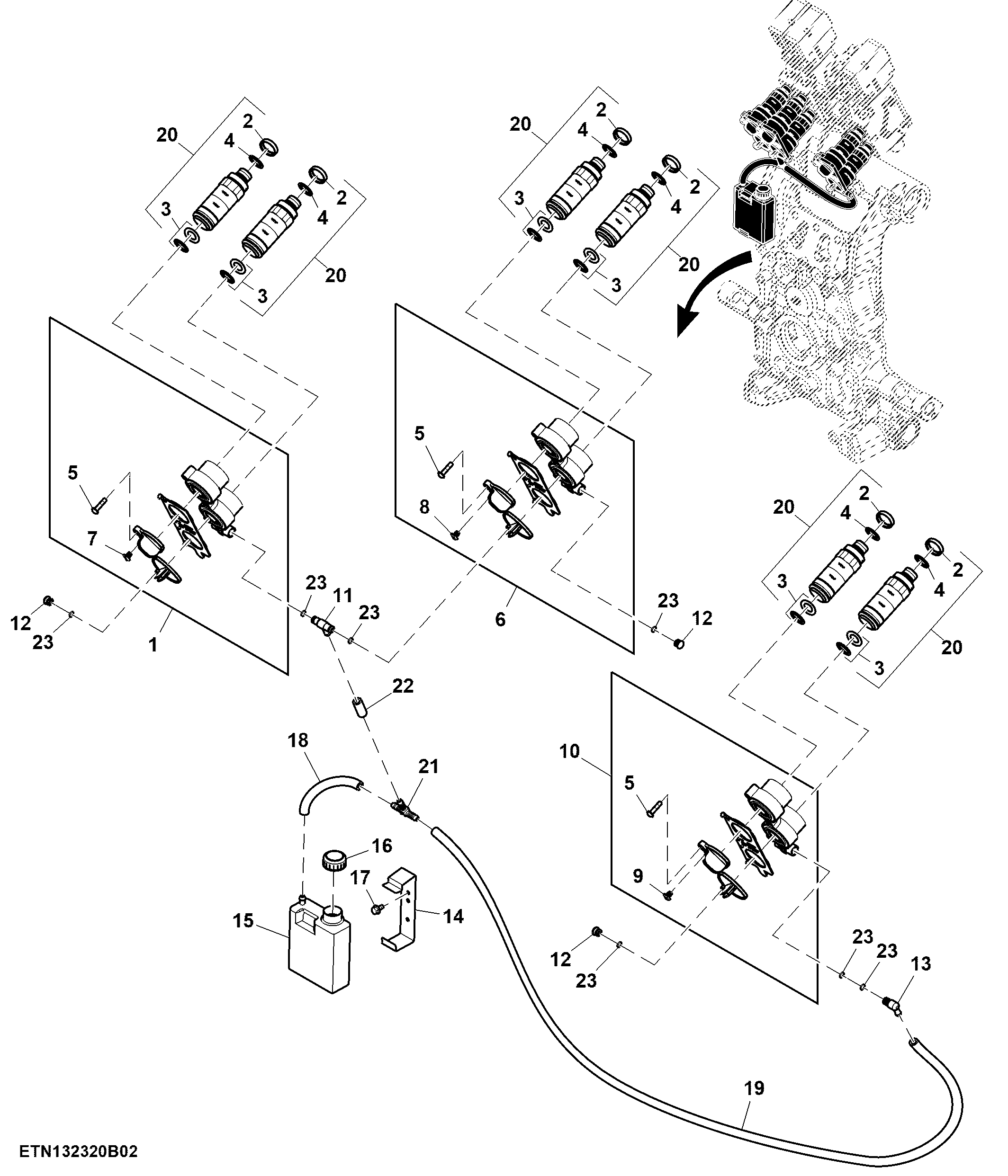 Cover, Triple Rear SCV, W/ Bottle, PFC Hydraulics