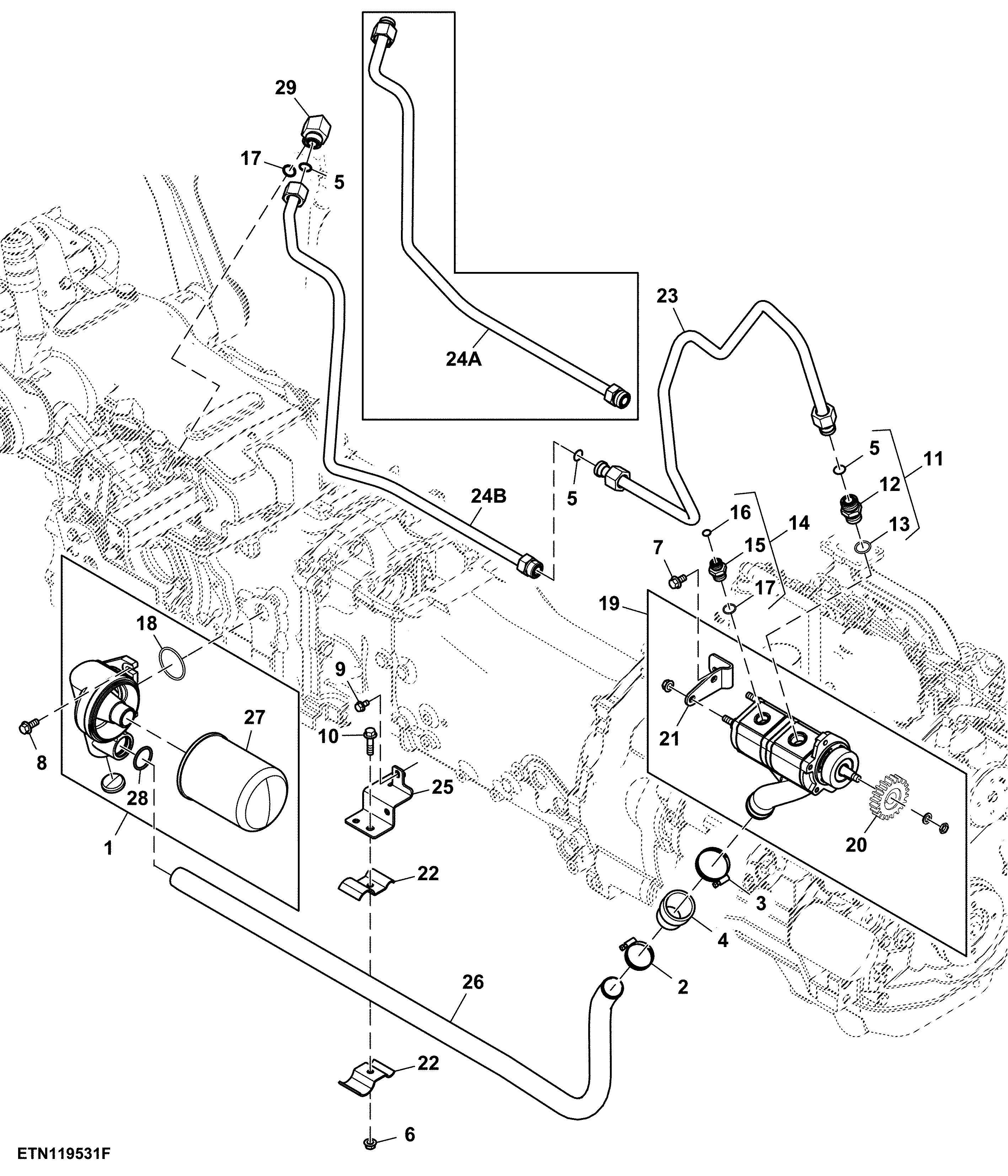 Hydraulic Pump and Lines, SyncShuttle™, CAB