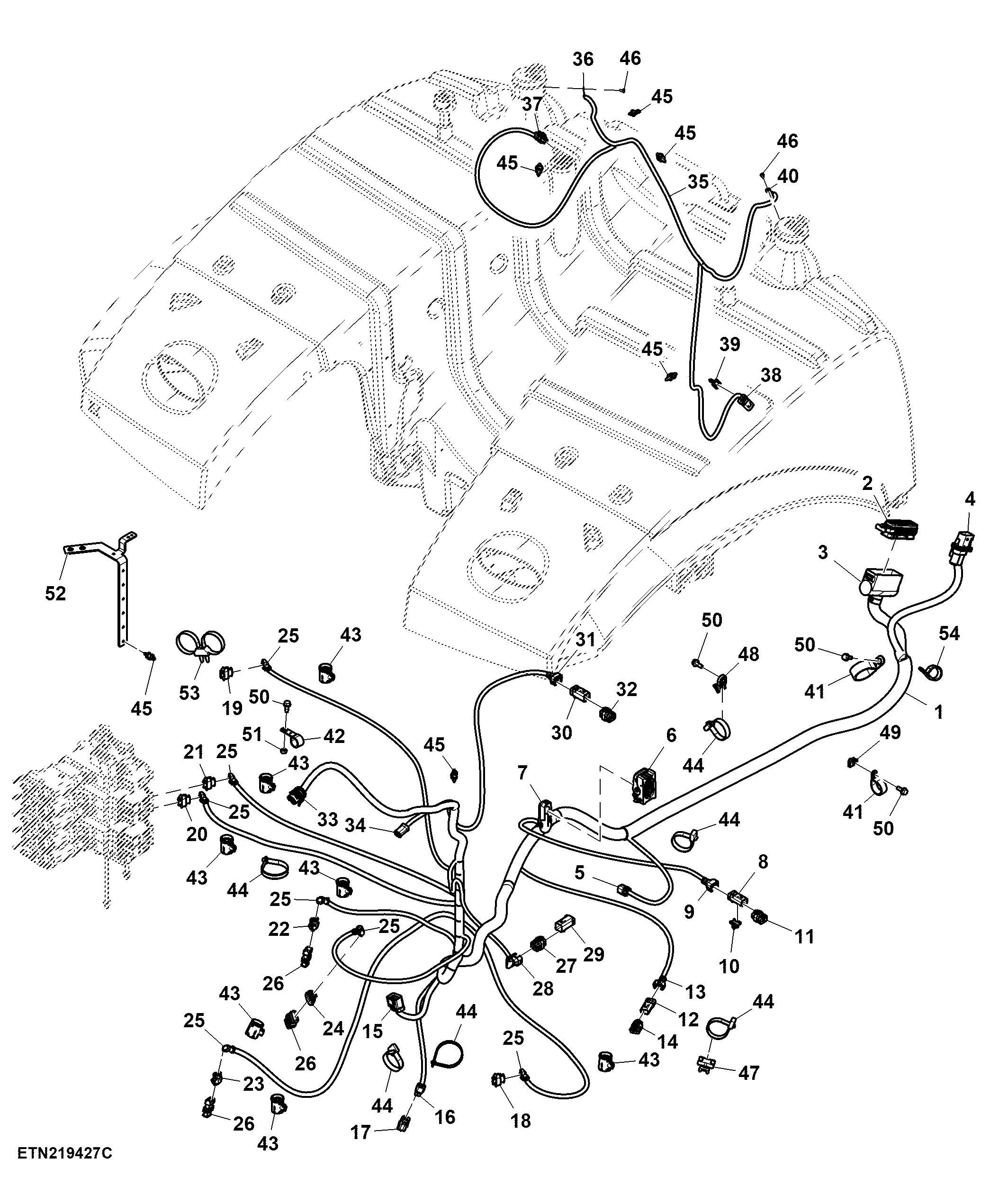 Wiring Harness, Selective Control Valve, 6 Rear SCV, W/ Hitch