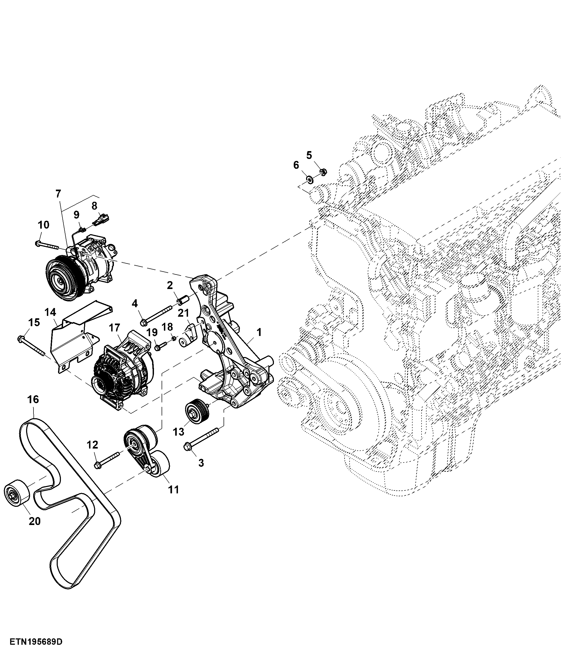 Alternator and A/C Compressor, 250A, 15L Engine
