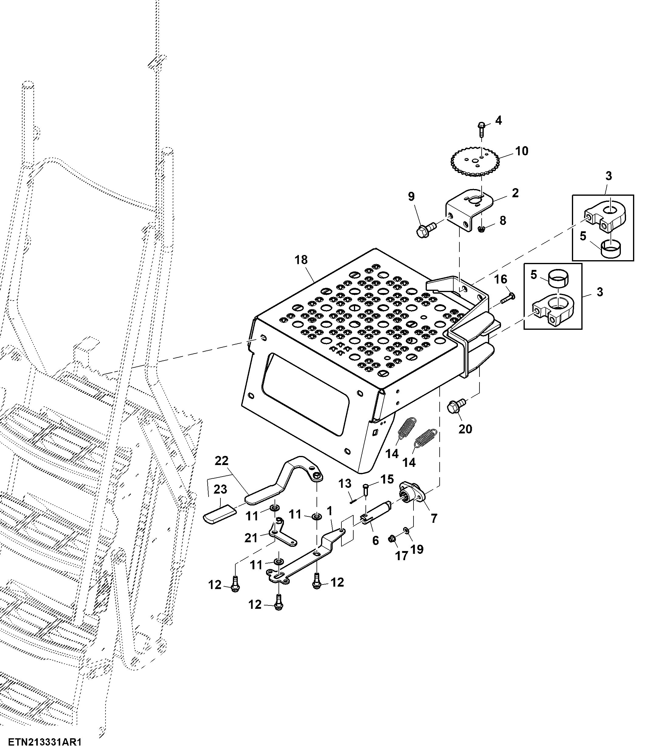 Operator’s Pivoting Platform, Foldable Ladder