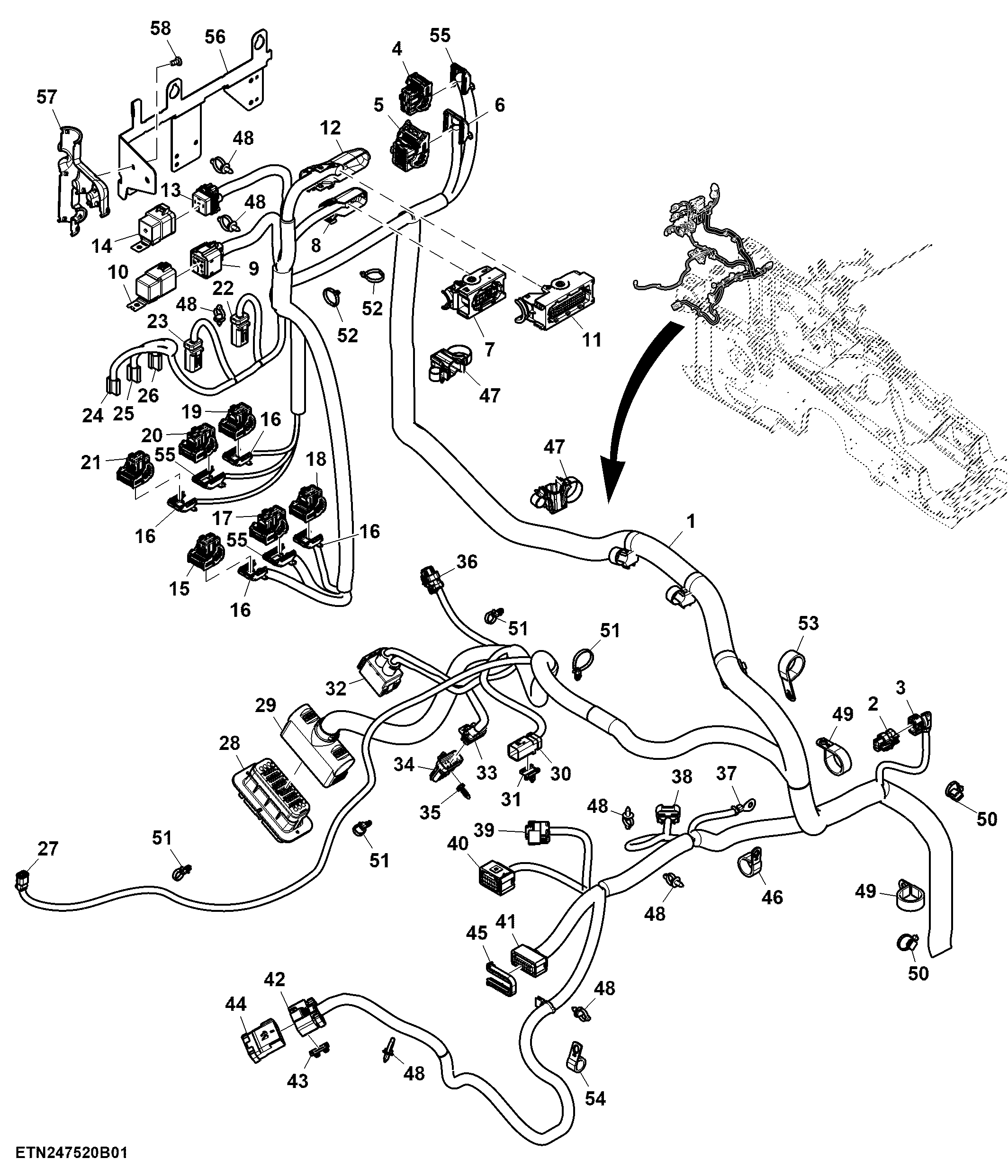 Chassis Wiring harness, W/ ACS, 15.0 L FT4 Engine (3/3)