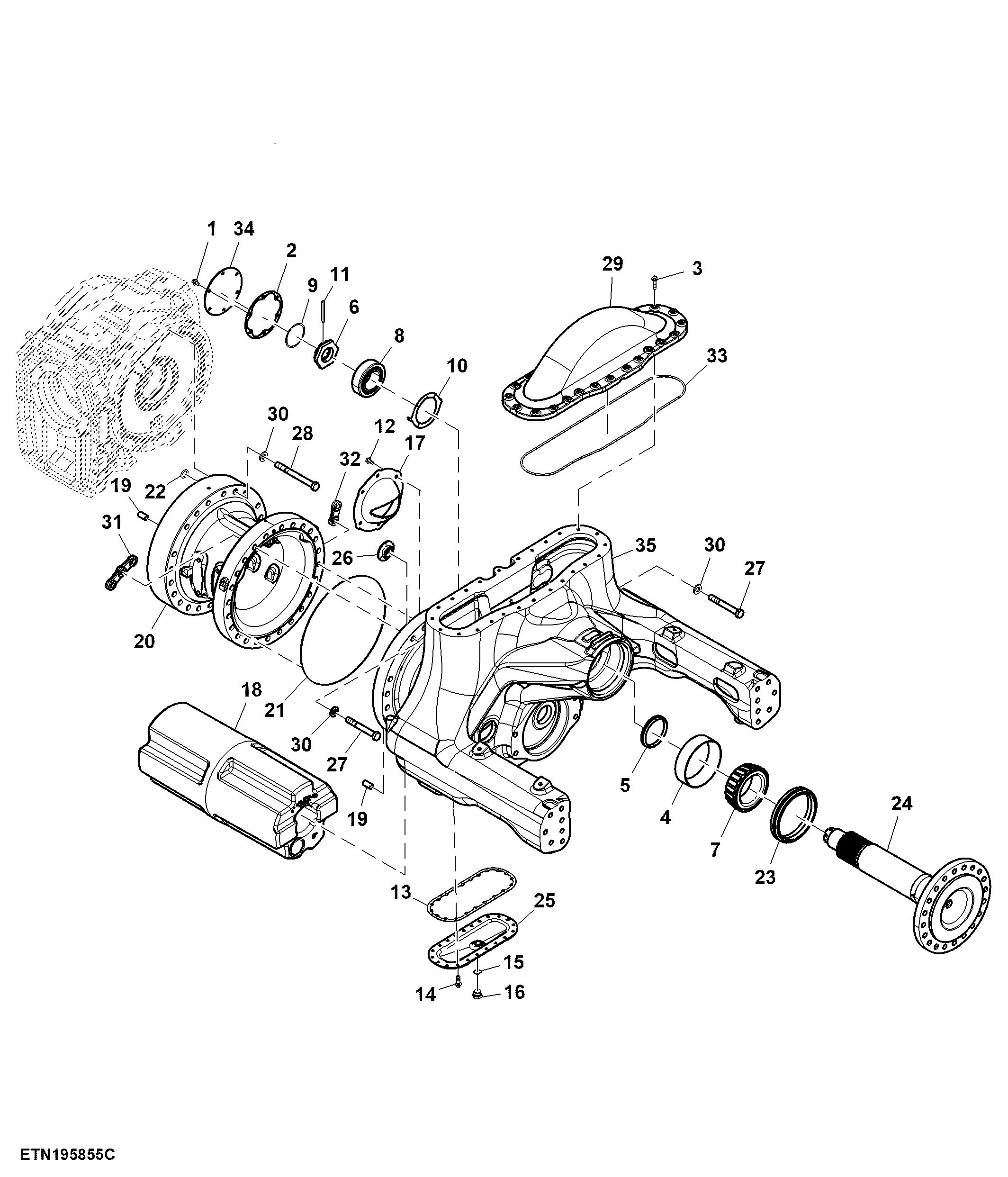 Rear Axle Assembly, 30" / 36" Standard / Severe Duty Belt, RH