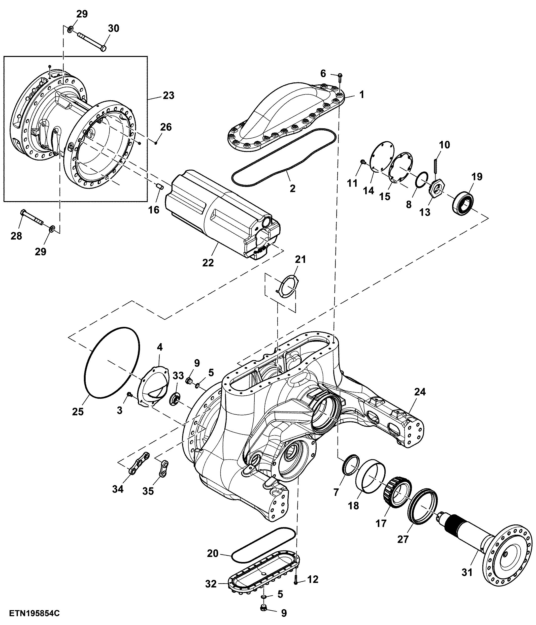 Front Axle Assembly, W/ 120" Axle Spacer( RH Illustrated )