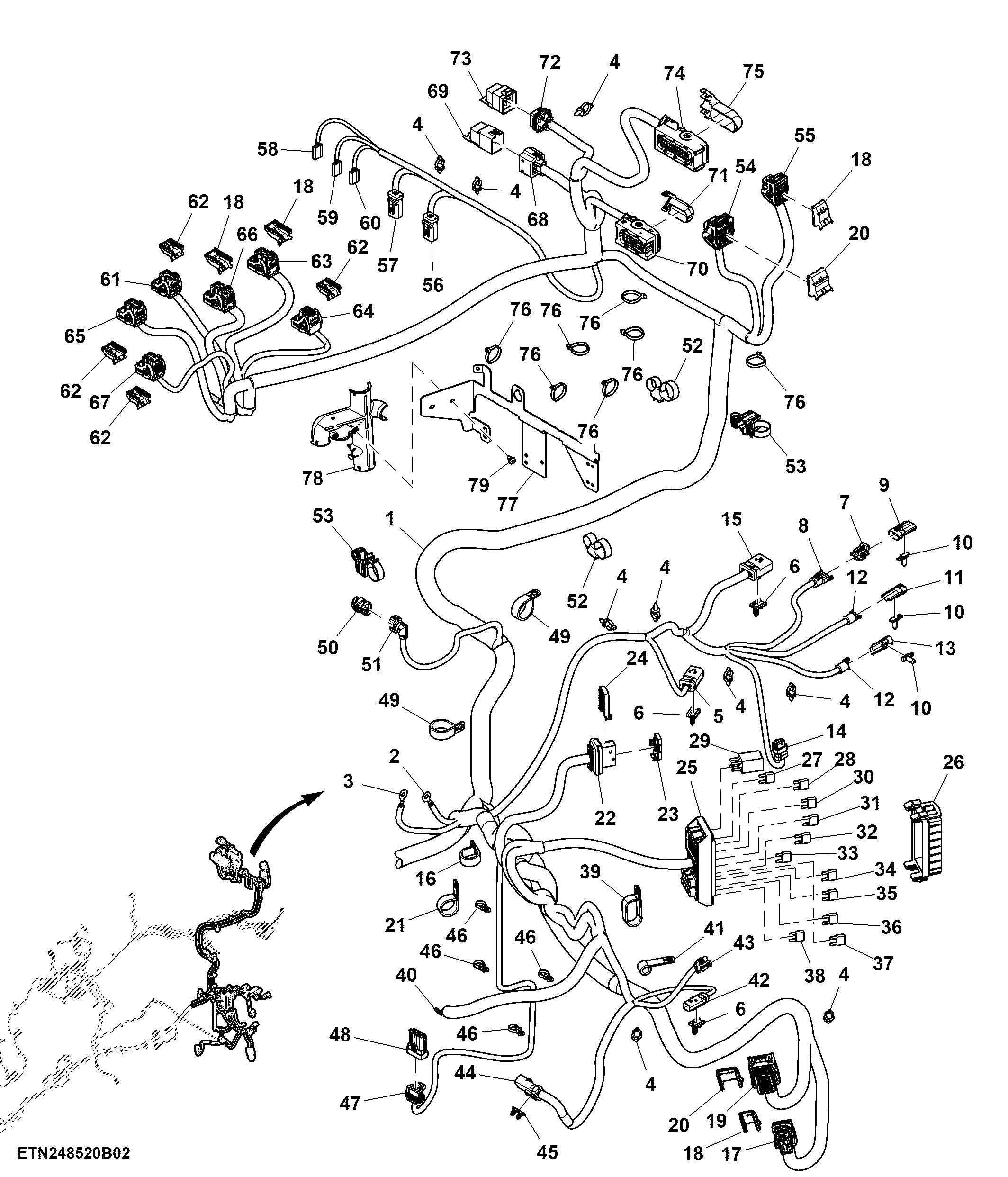 Wiring Harness, Chassis, W/ ACS™ and SFA, 13.6 L, FT4 / Stage 5 Engine (3/4)