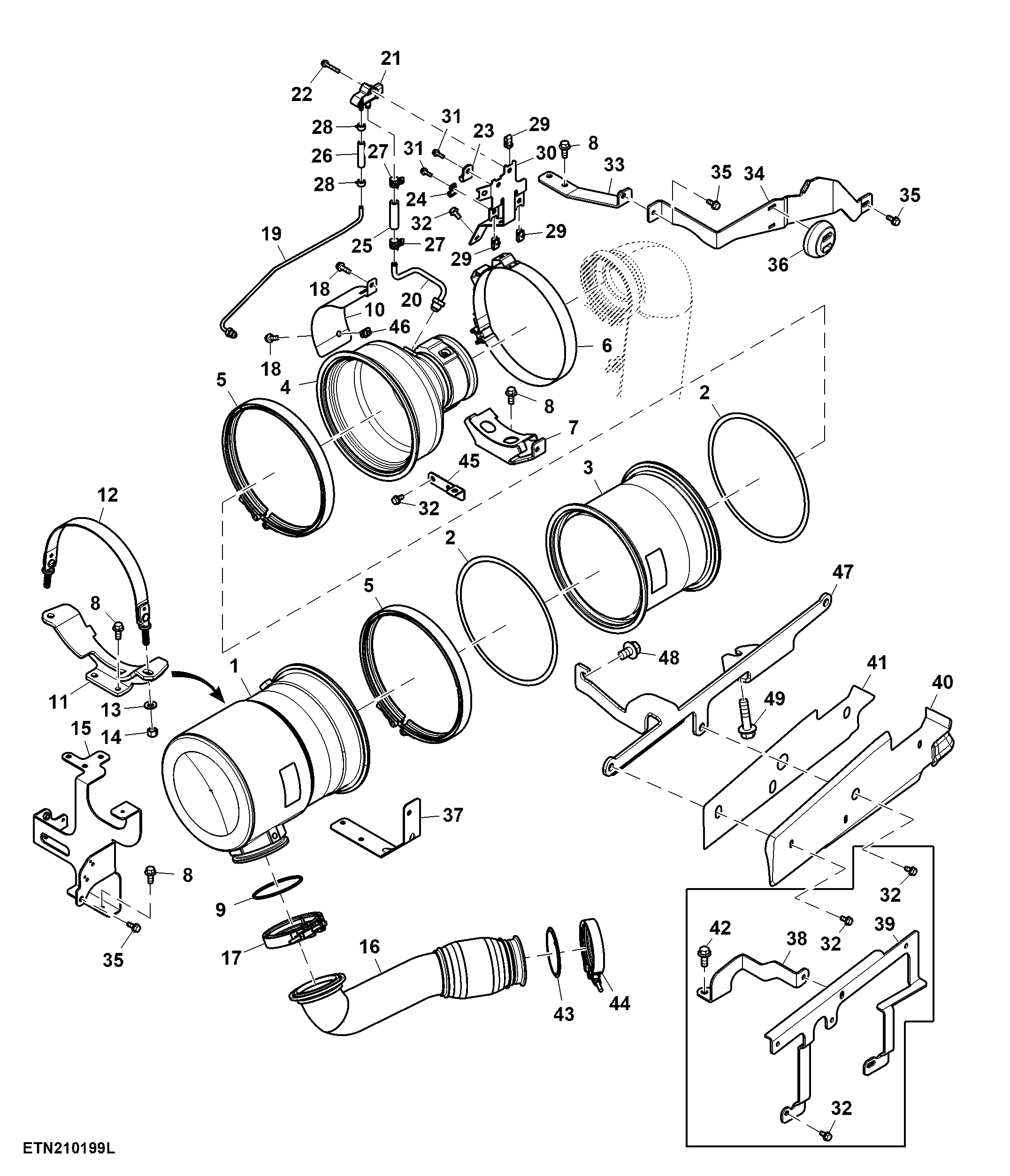 Exhaust Pipe, W/ Dual Turbo, 6.8 L, FT4 / Stage 5 Engine (2/2)