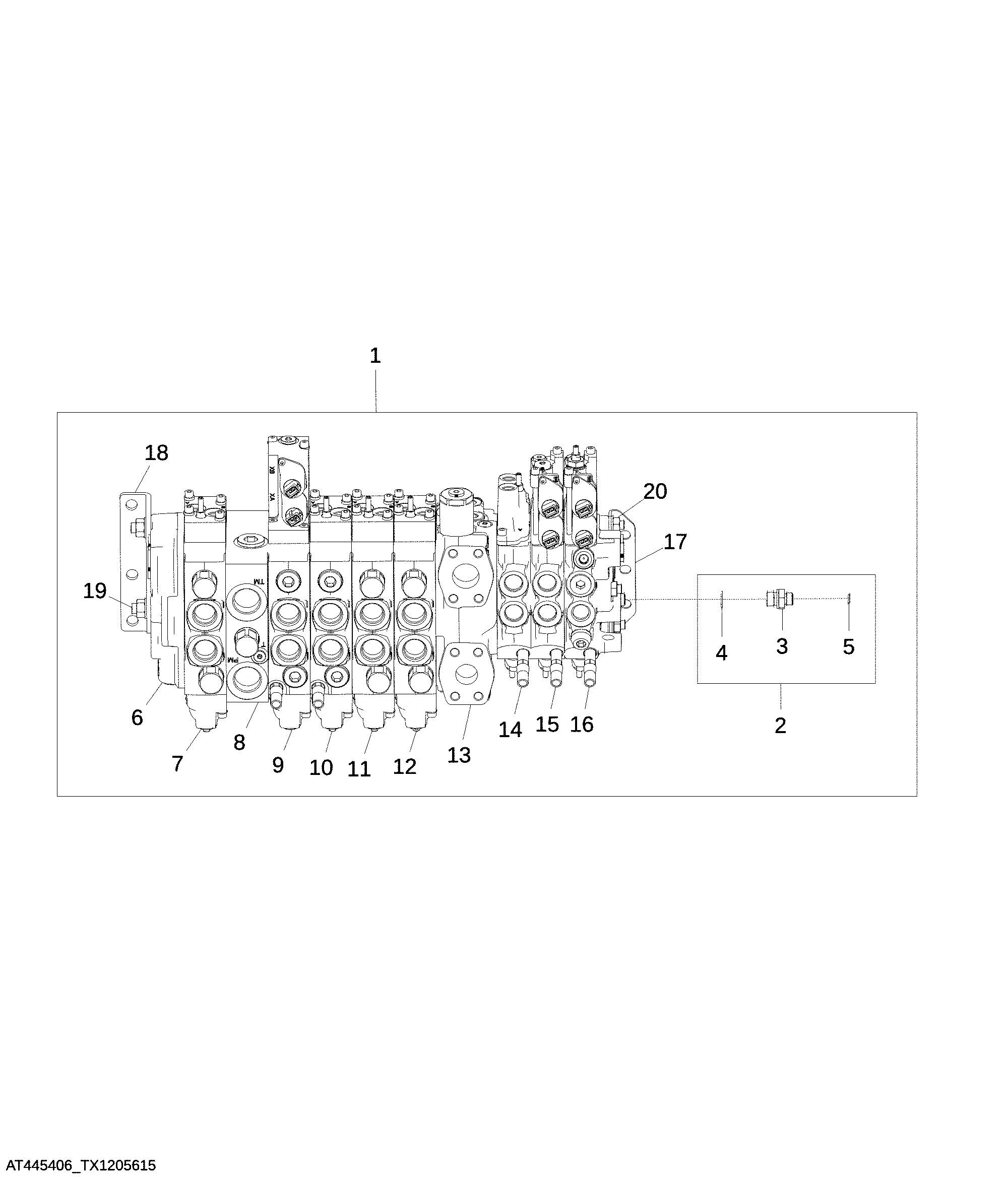 Main Control Valve Components, 8 Section, Delimber