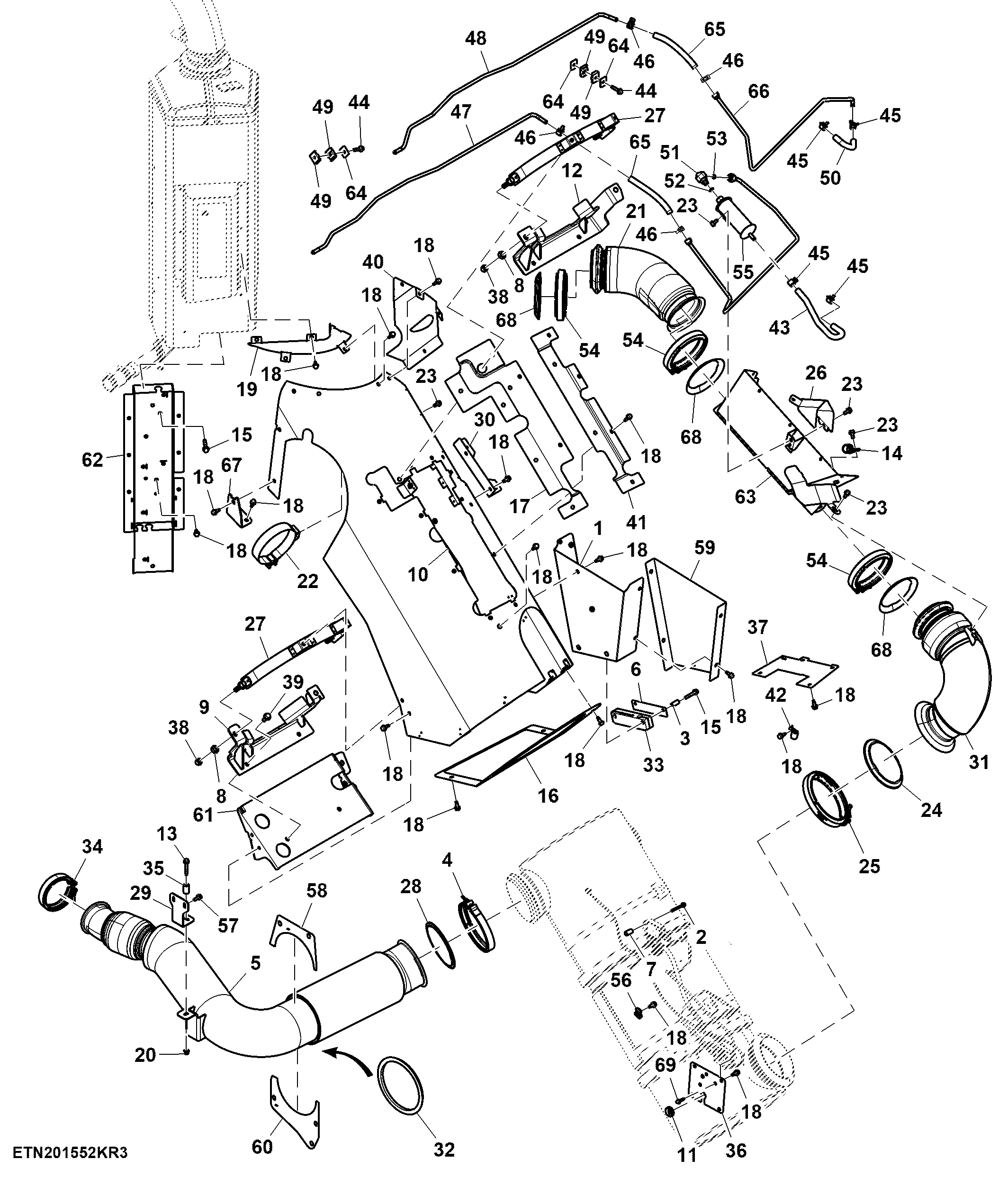 Exhaust Pipe, 15 L, FT4/ Stage 5 Engine (For EAEU) (2/2)
