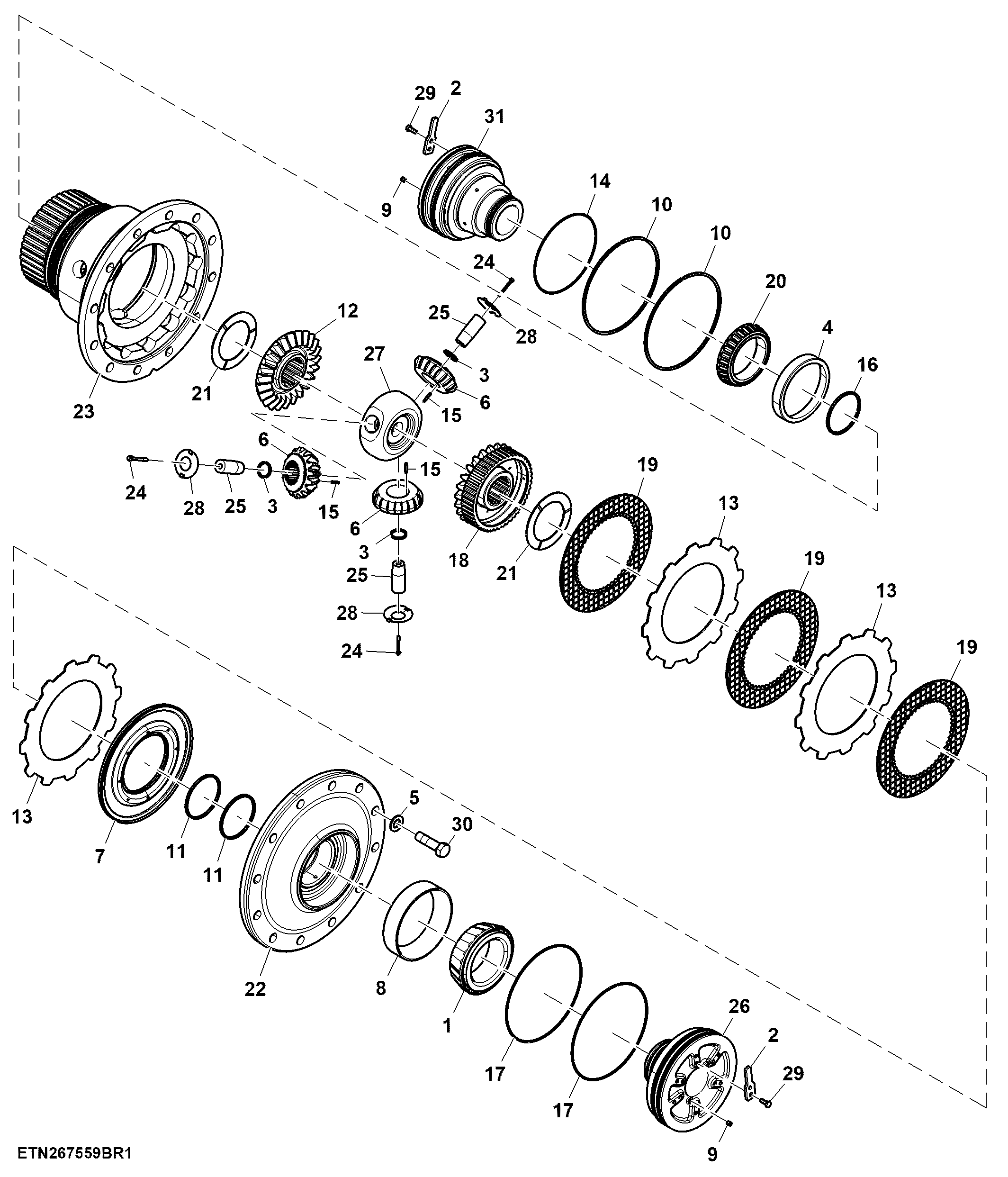 Differential, Double Reduction Rear Axle, 3 Pinion
