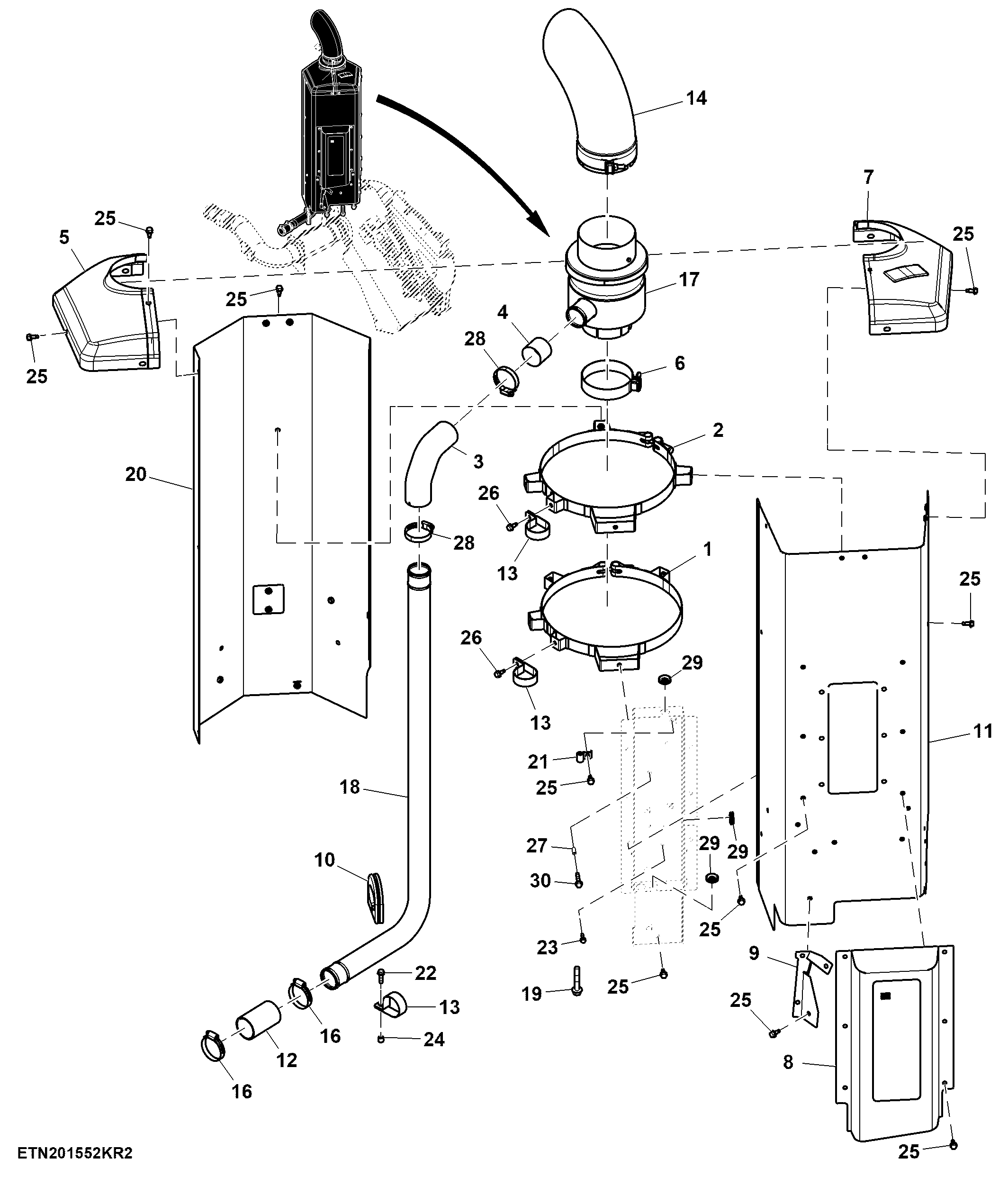 Exhaust Pipe, 15 L, FT4/ Stage 5 Engine (For EAEU) (1/2)