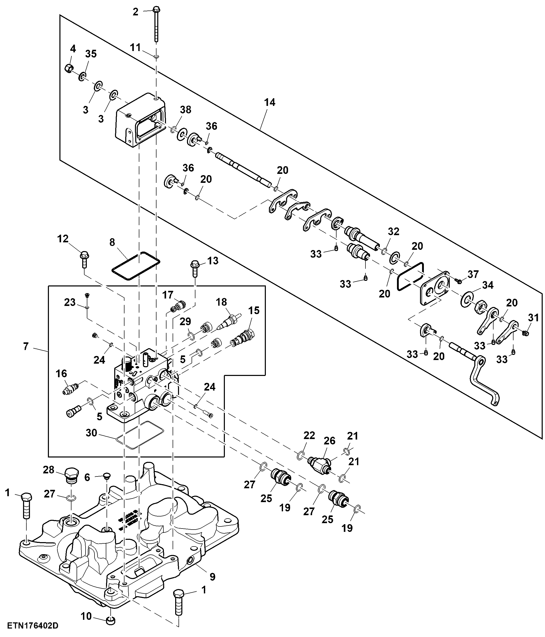 Hydraulic Control Valve, W/ Top Cover, Paddy