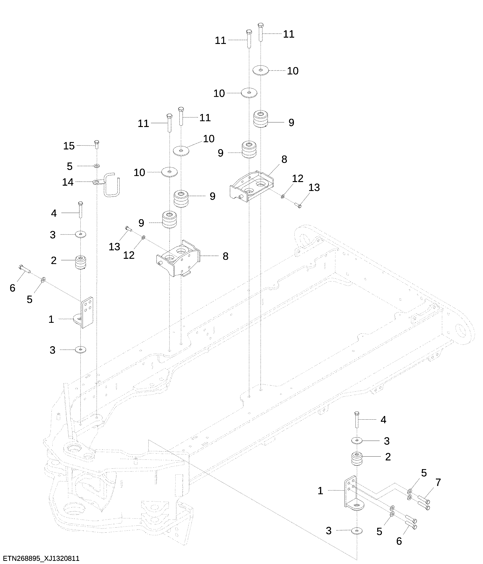 Engine Mounting Brackets and Isolators (Engine 6090HDW37, 6090HDW38-)