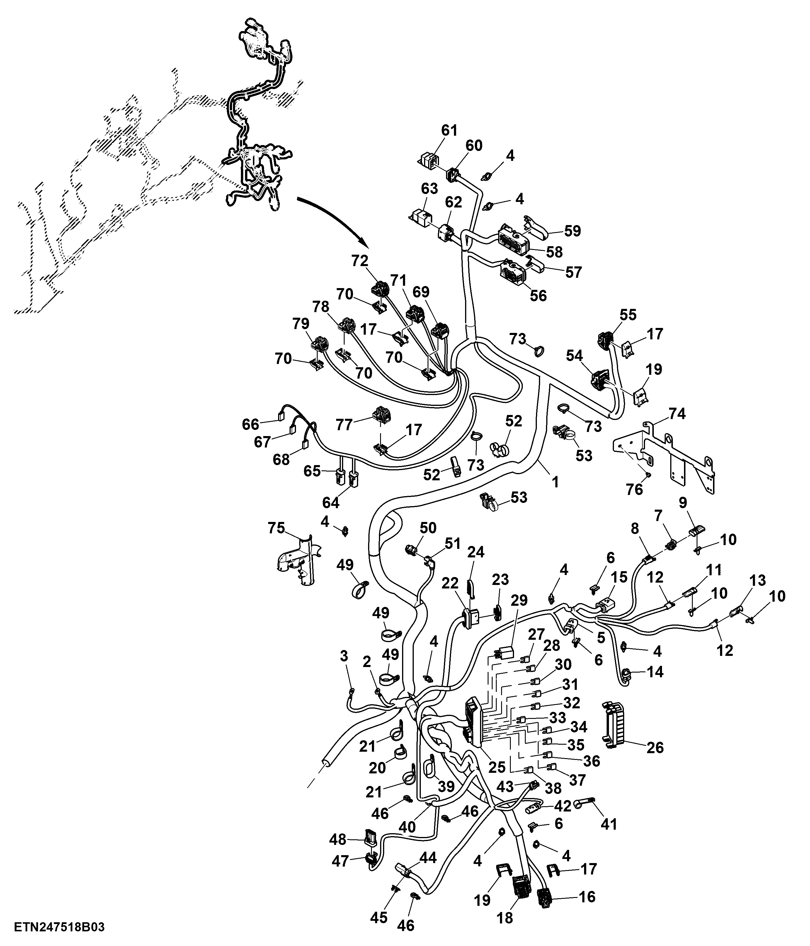 Wiring Harness, Chassis, W/ ACS™, 13.6 L, FT4 / Stage 5 Engine (3/4)