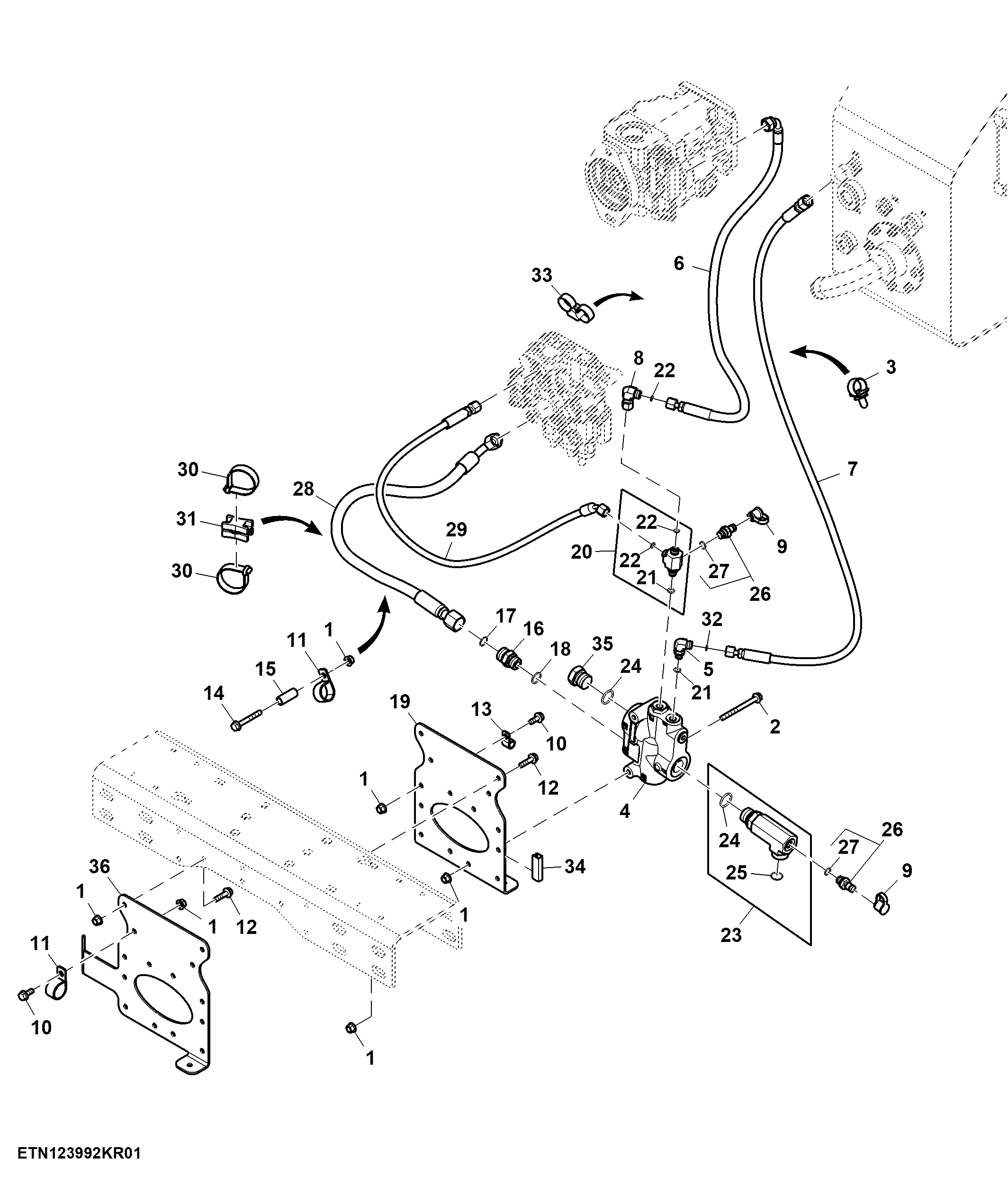 Priority Valve, Hoses and Bracket, Flow Control Hydraulic Valve