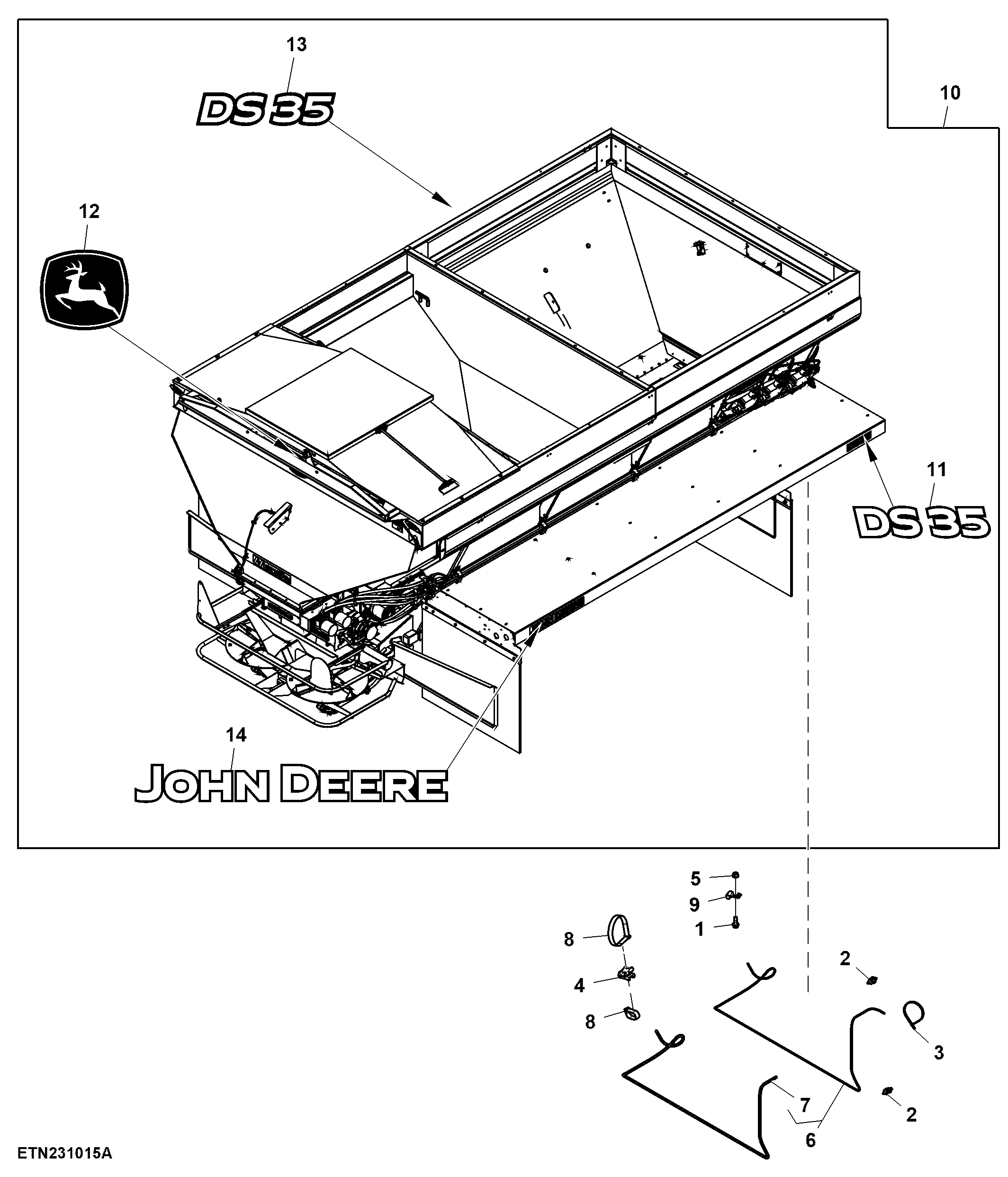 Drybox Spreader, Four Bin, 5000 G5, 304 Stainless Steel