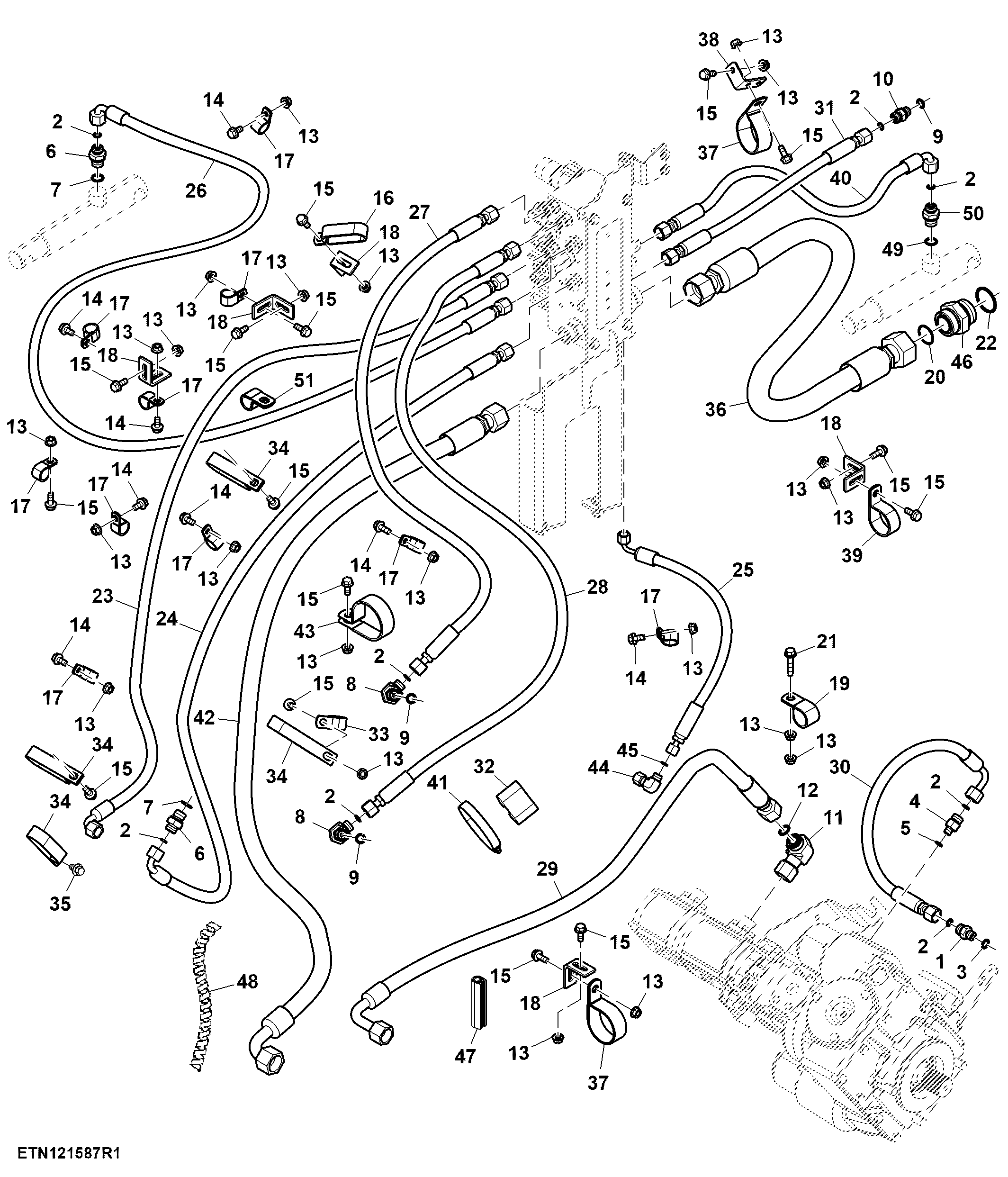 Unloading Auger Engage Clutch Hydraulic Hoses ( - 125138)