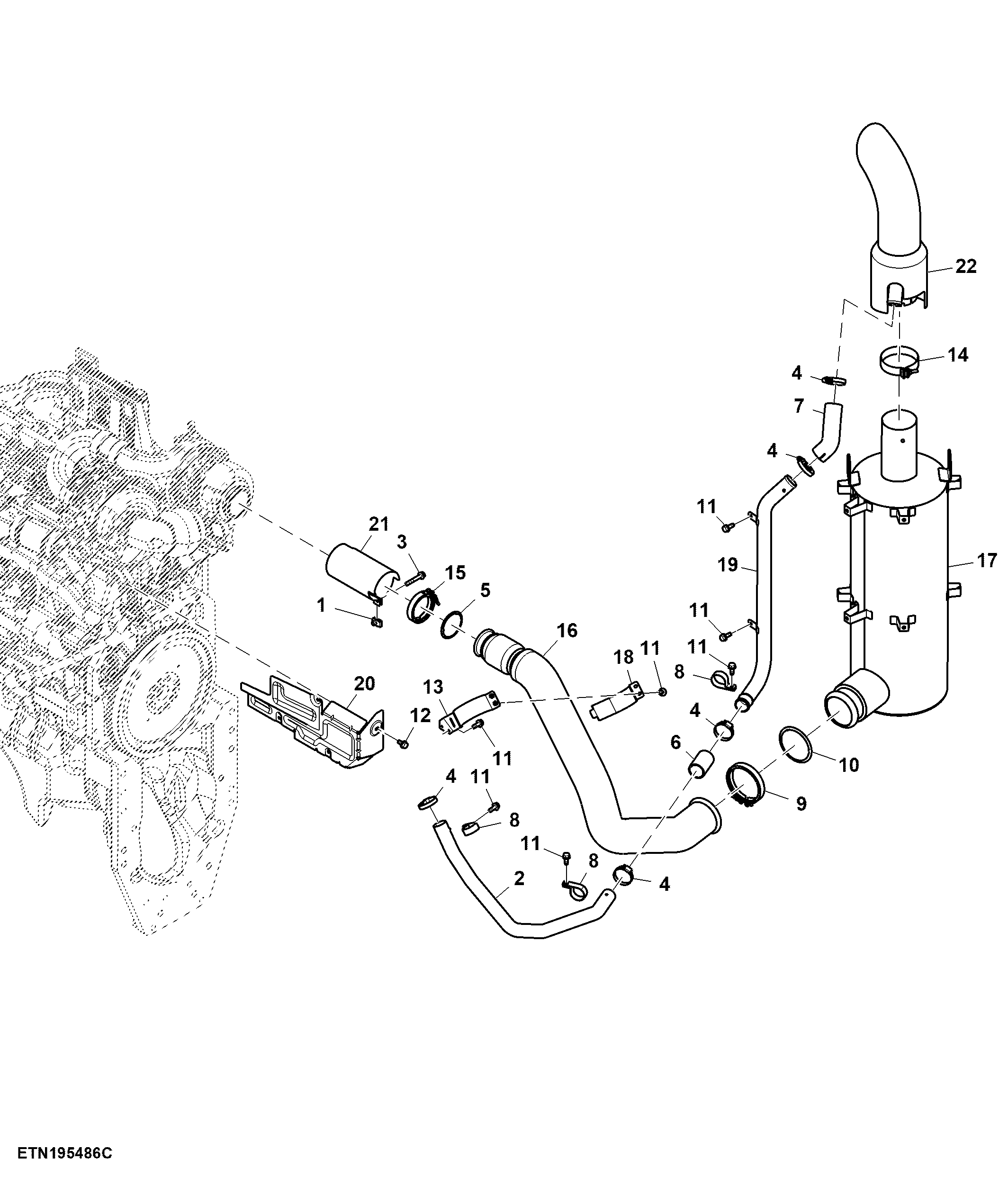 Exhaust Pipe, Exhaust System, T3 Engine (080001 - )